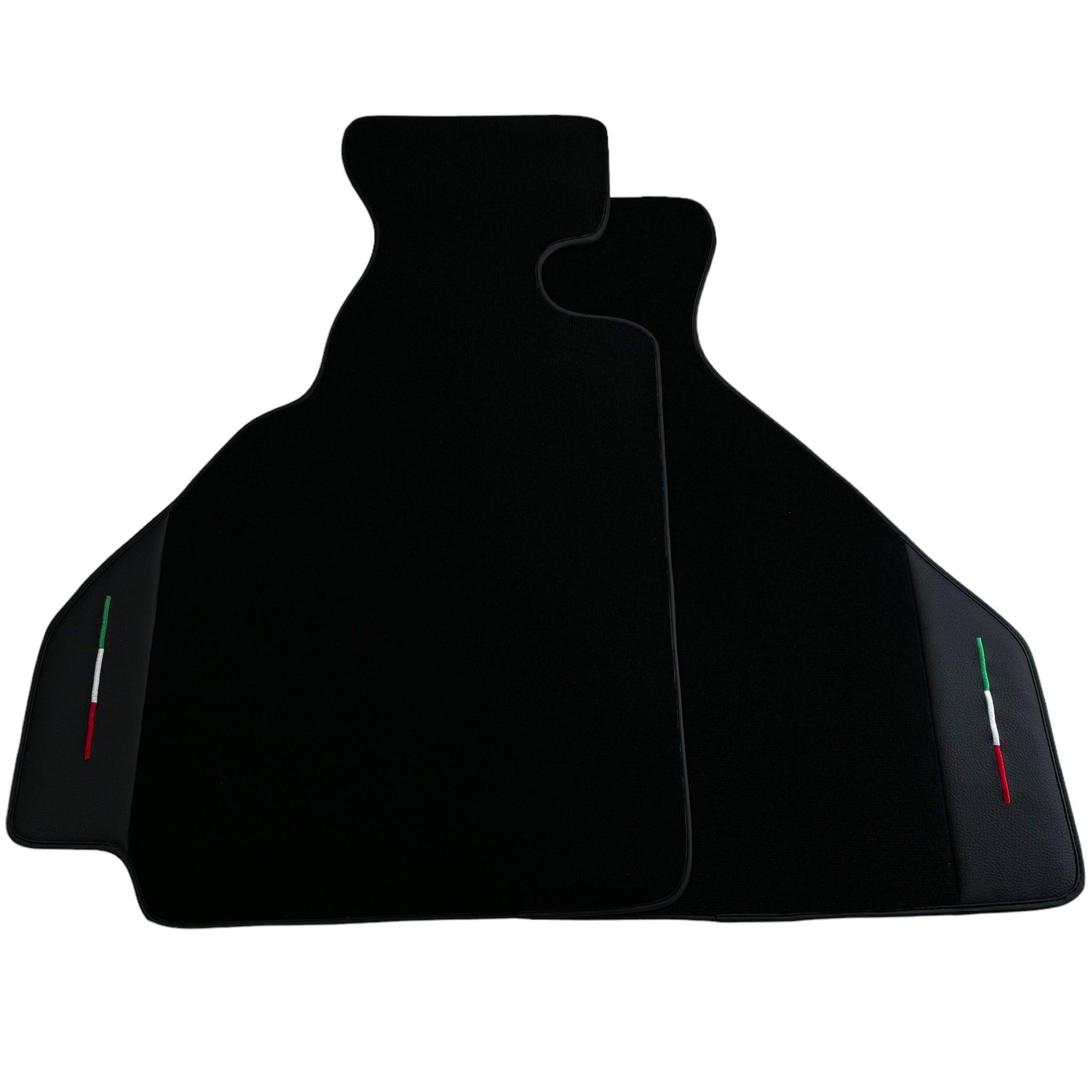 Black Floor Mats for Ferrari 348 TS (1989-1995) with Leather | Italian Edition - AutoWin