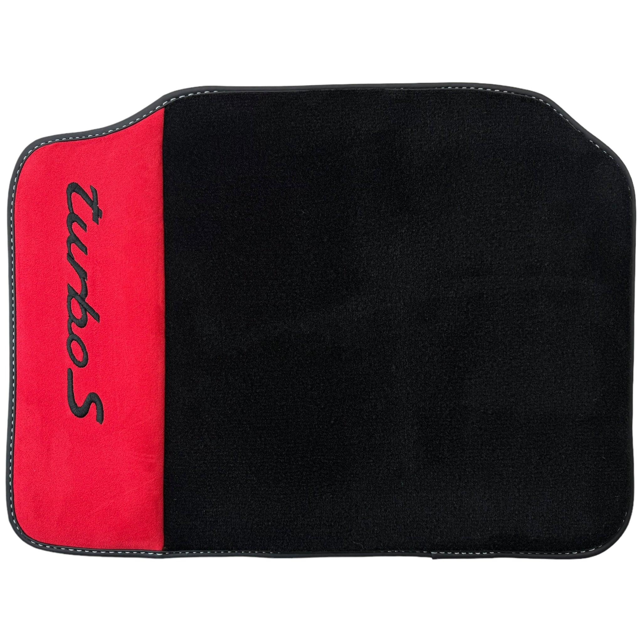 Black Floor Mats for Porsche 986 Boxster (1996-2004) with Red Alcantara Leather - AutoWin