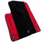 Black Floor Mats for Porsche 986 Boxster (1996-2004) with Red Alcantara Leather - AutoWin