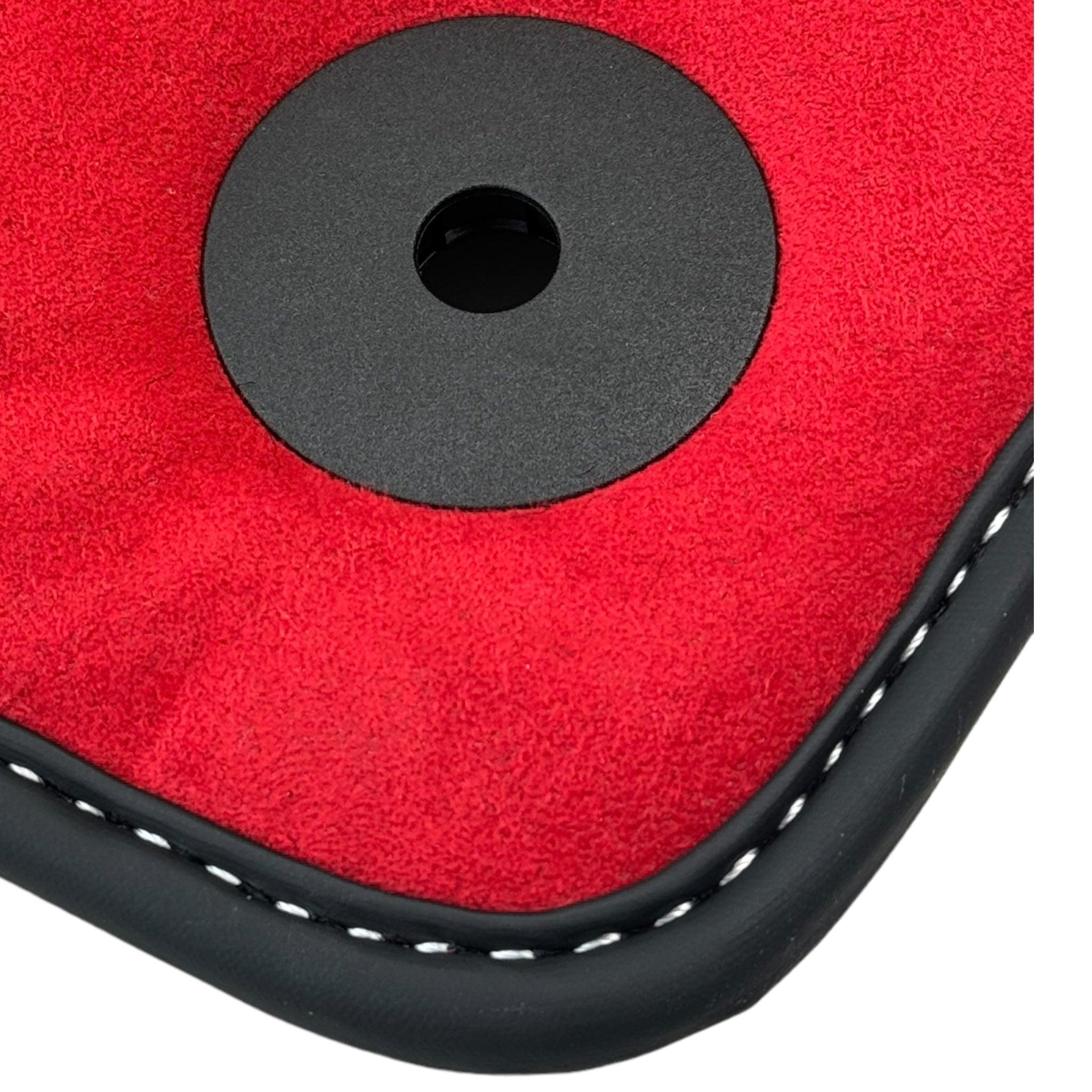 Black Floor Mats for Porsche 986 Boxster (1996-2004) with Red Alcantara Leather - AutoWin