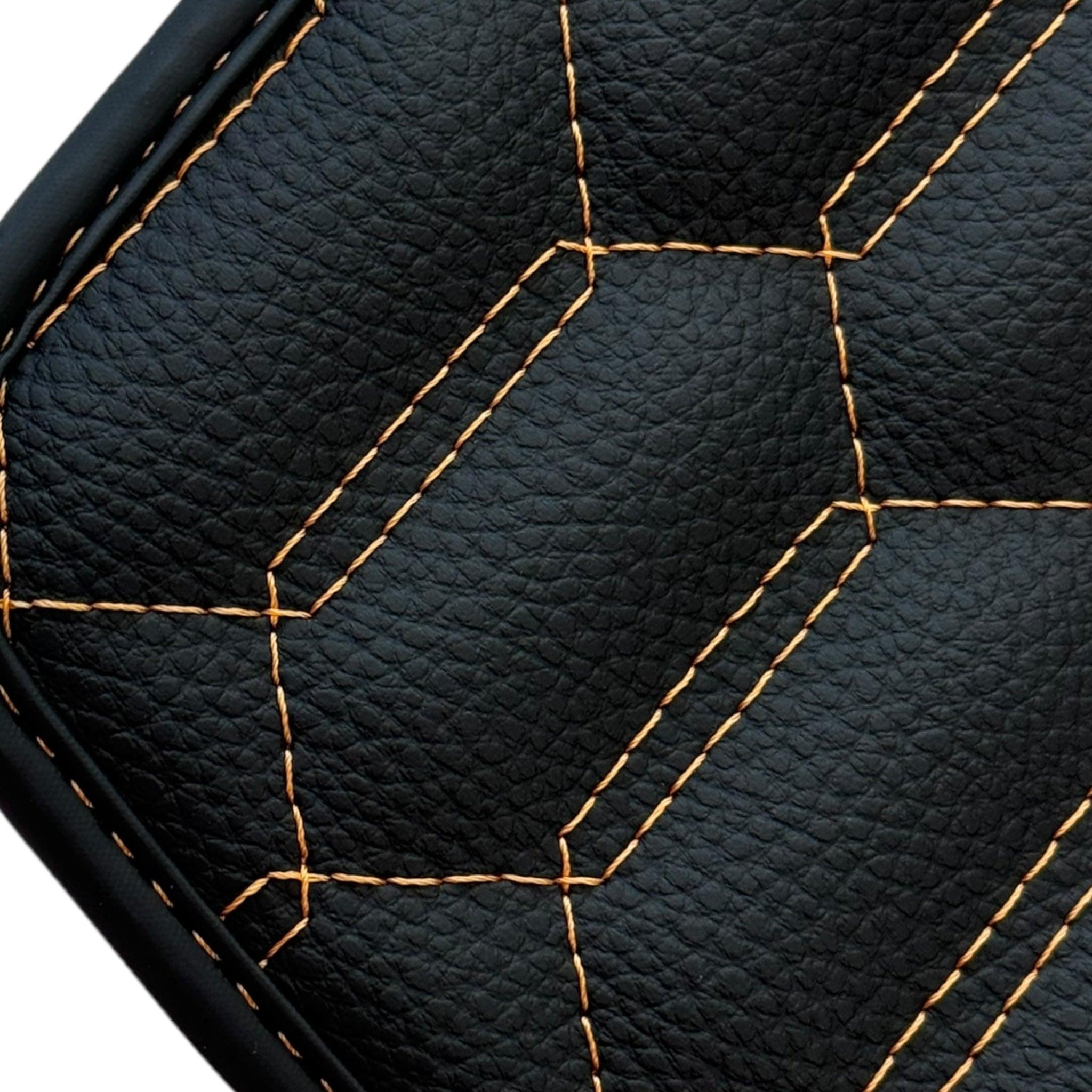 Black Floor Mats for Lamborghini Urus with Orange Leather - AutoWin