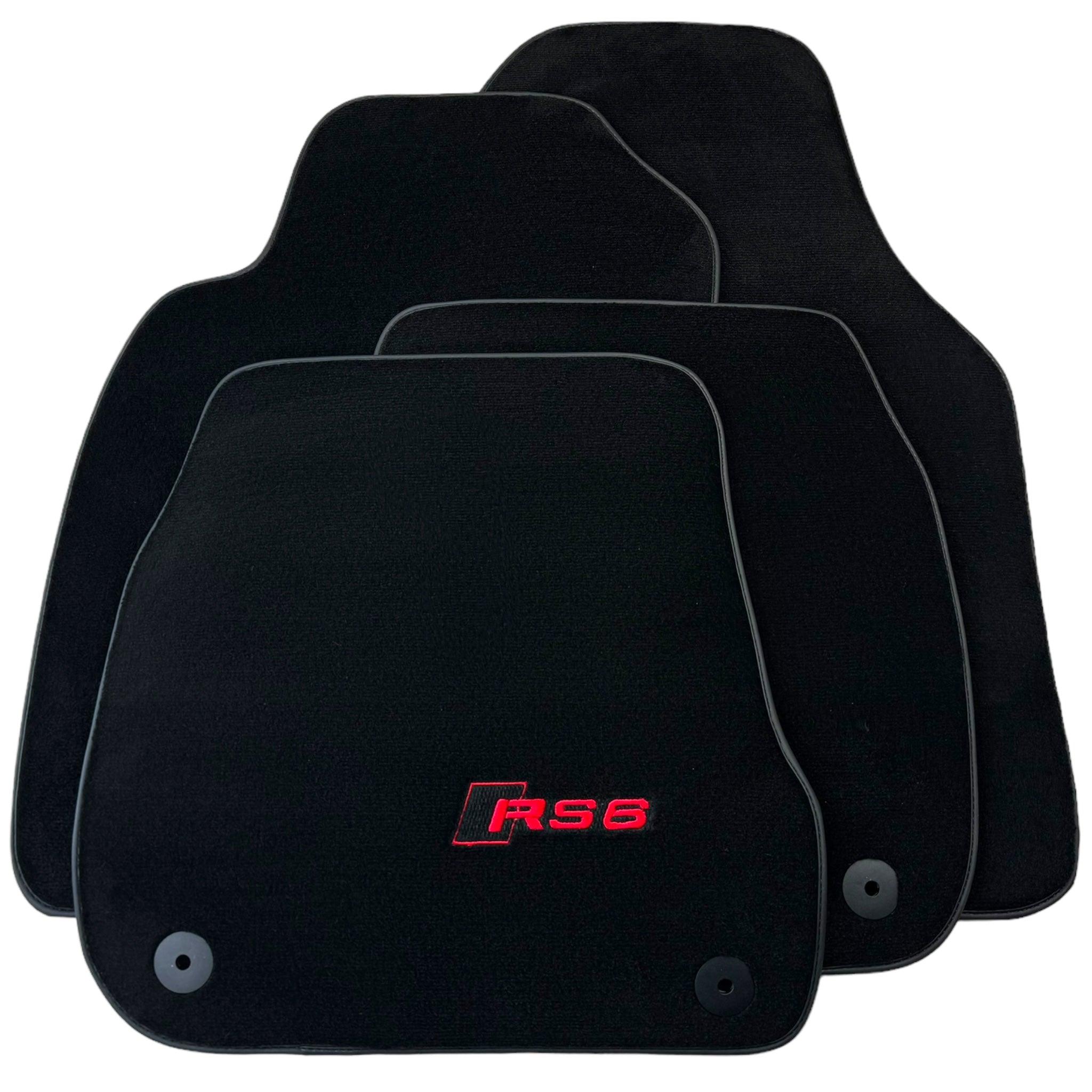 Black Floor Mats for Audi RS6 (2019-2023) | Red Edition - AutoWin