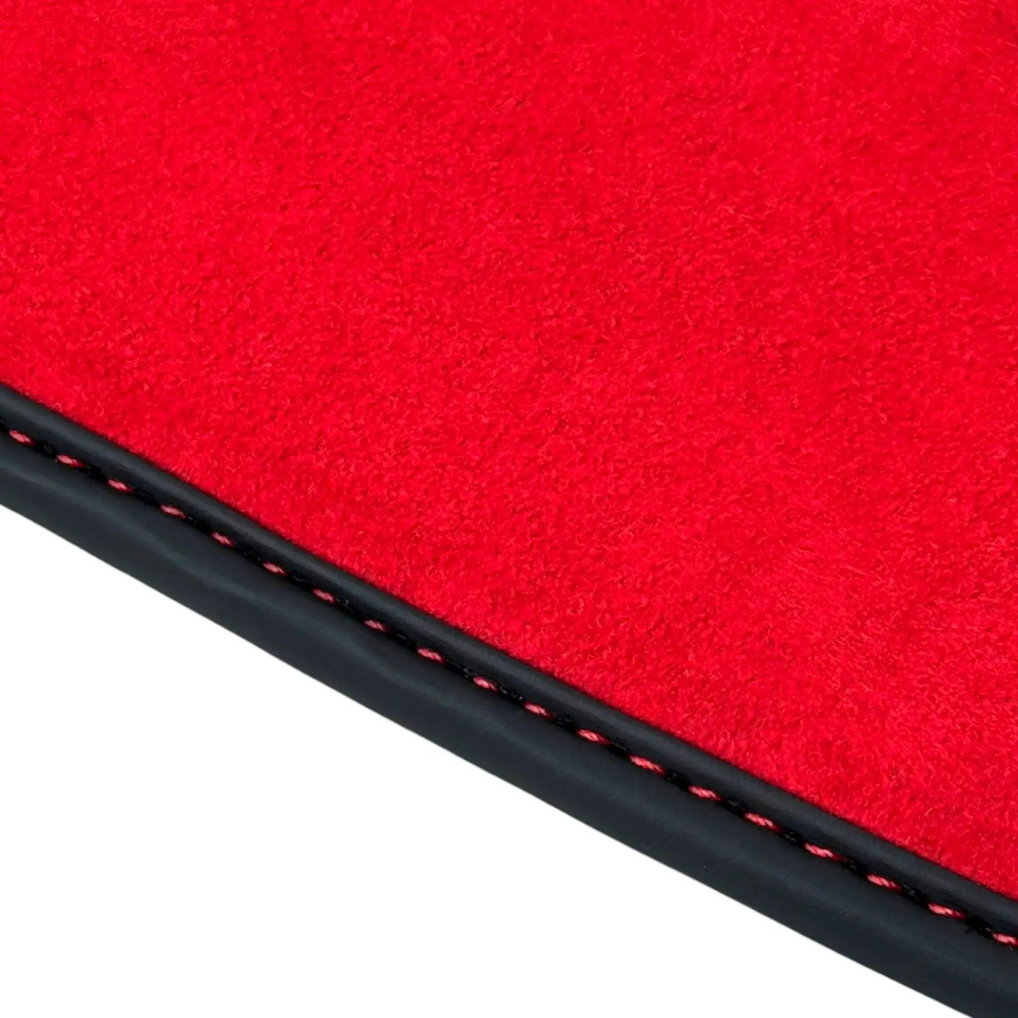 Black Floor Mats for Ferrari 296 GTS with Red Alcantara Borders | Italian Edition