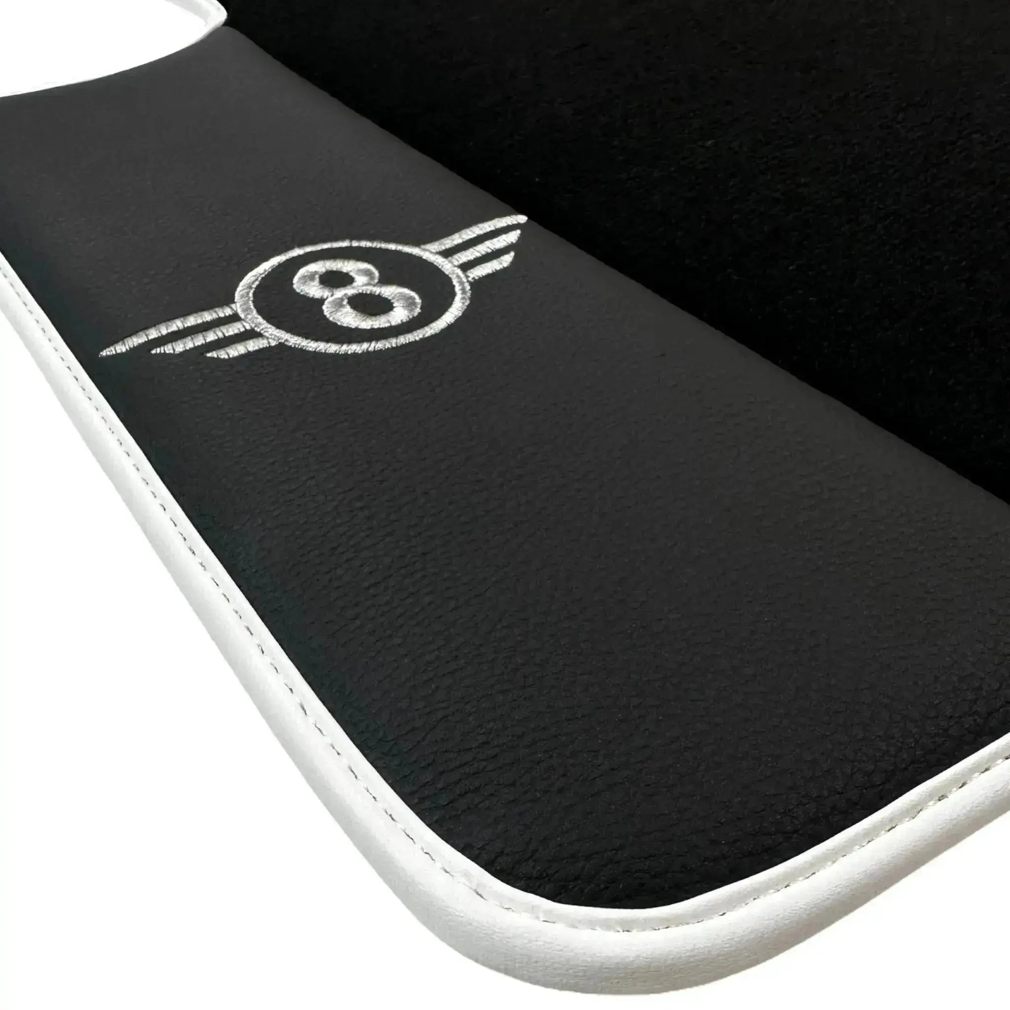 Black Floor Mats for Mini Clubman F54 (2015-2019) with Leather | White Trim