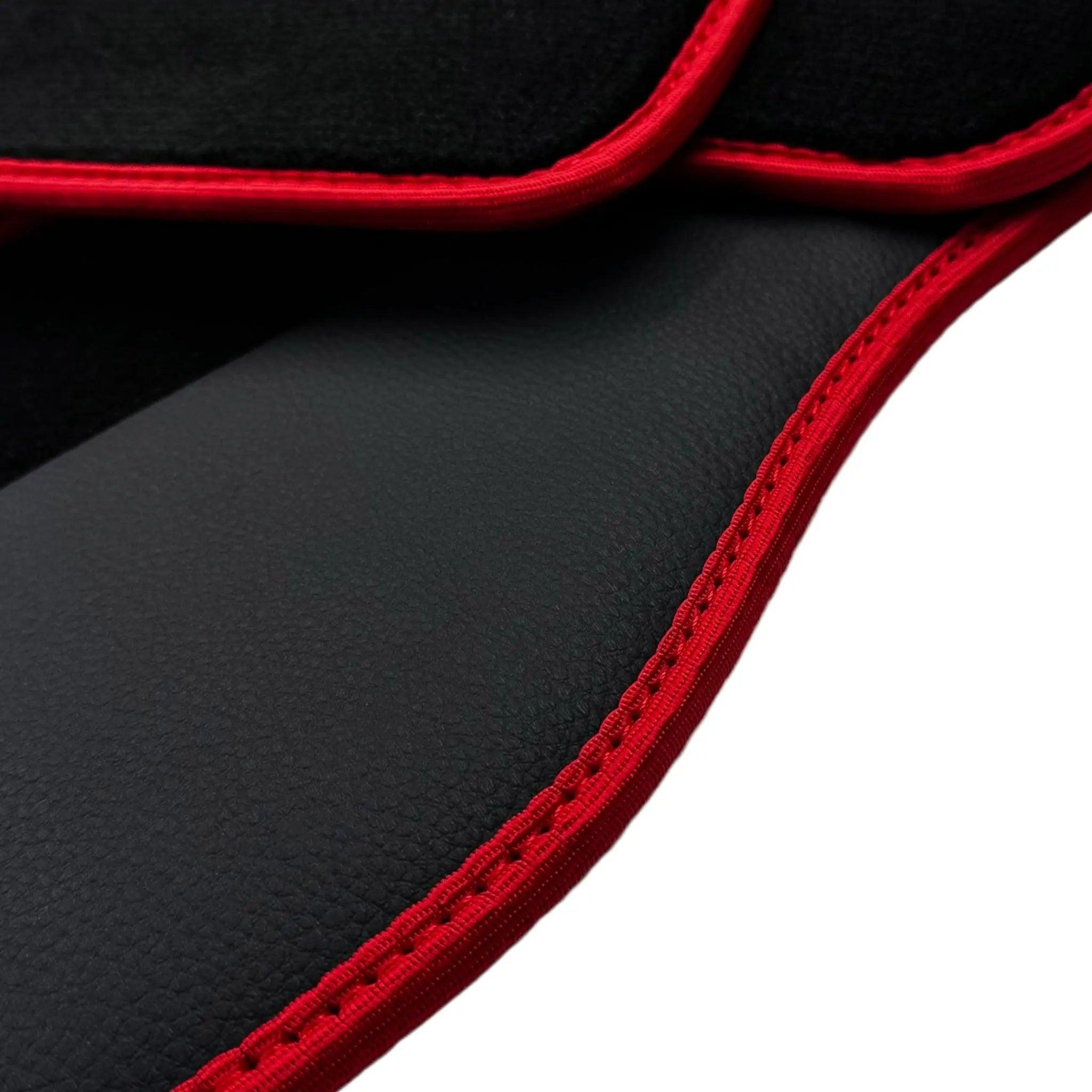 Black Floor Mats for Mini Countryman F60 Hybrid (2020-2023) With Leather | Red Trim - AutoWin