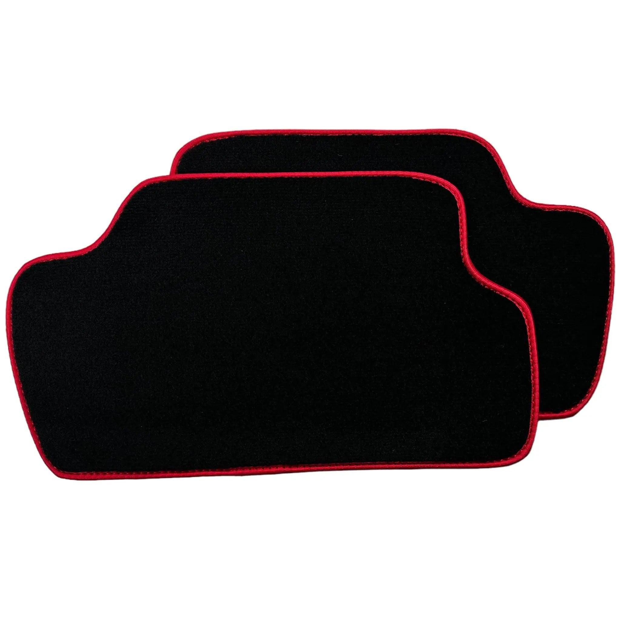 Black Floor Mats for Mini Countryman F60 Hybrid (2020-2023) With Leather | Red Trim - AutoWin