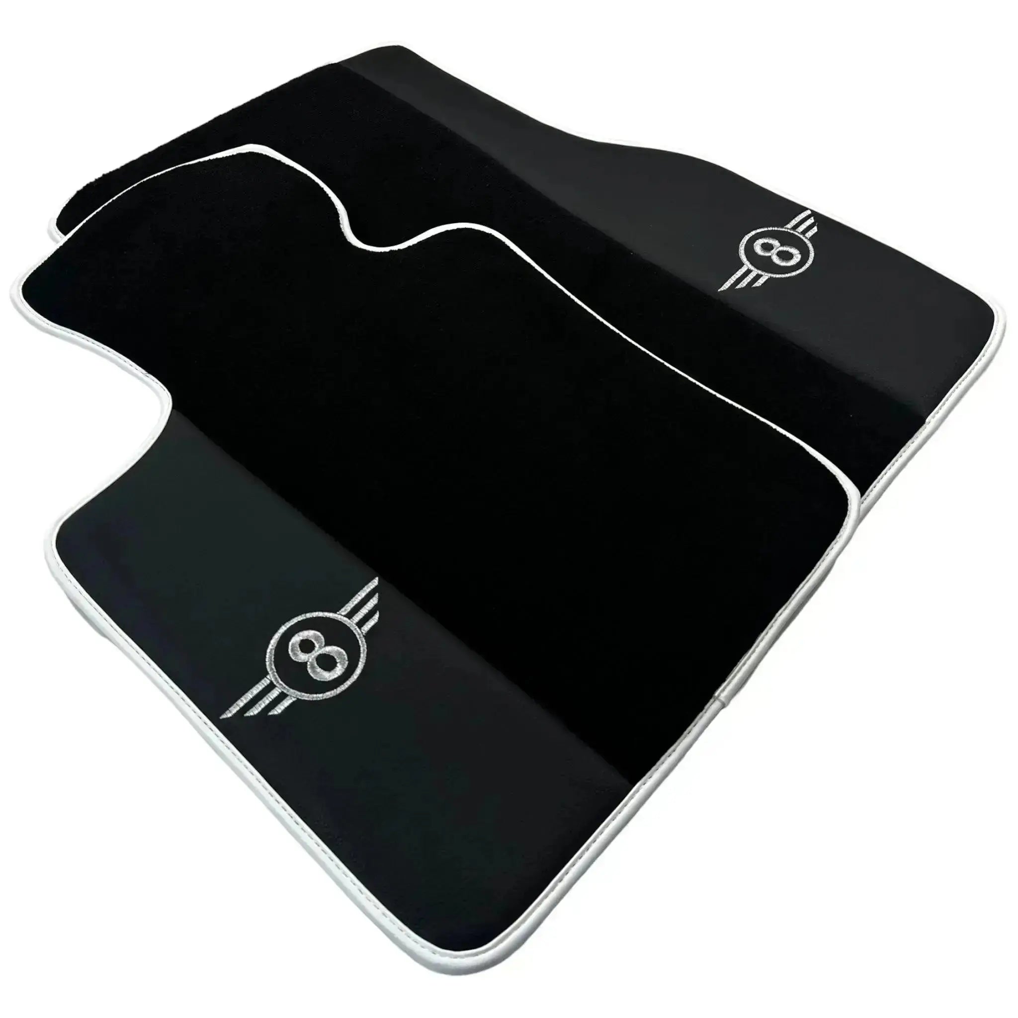 Black Floor Mats for Mini Countryman F60 Hybrid (2020-2023) with Leather | White Trim