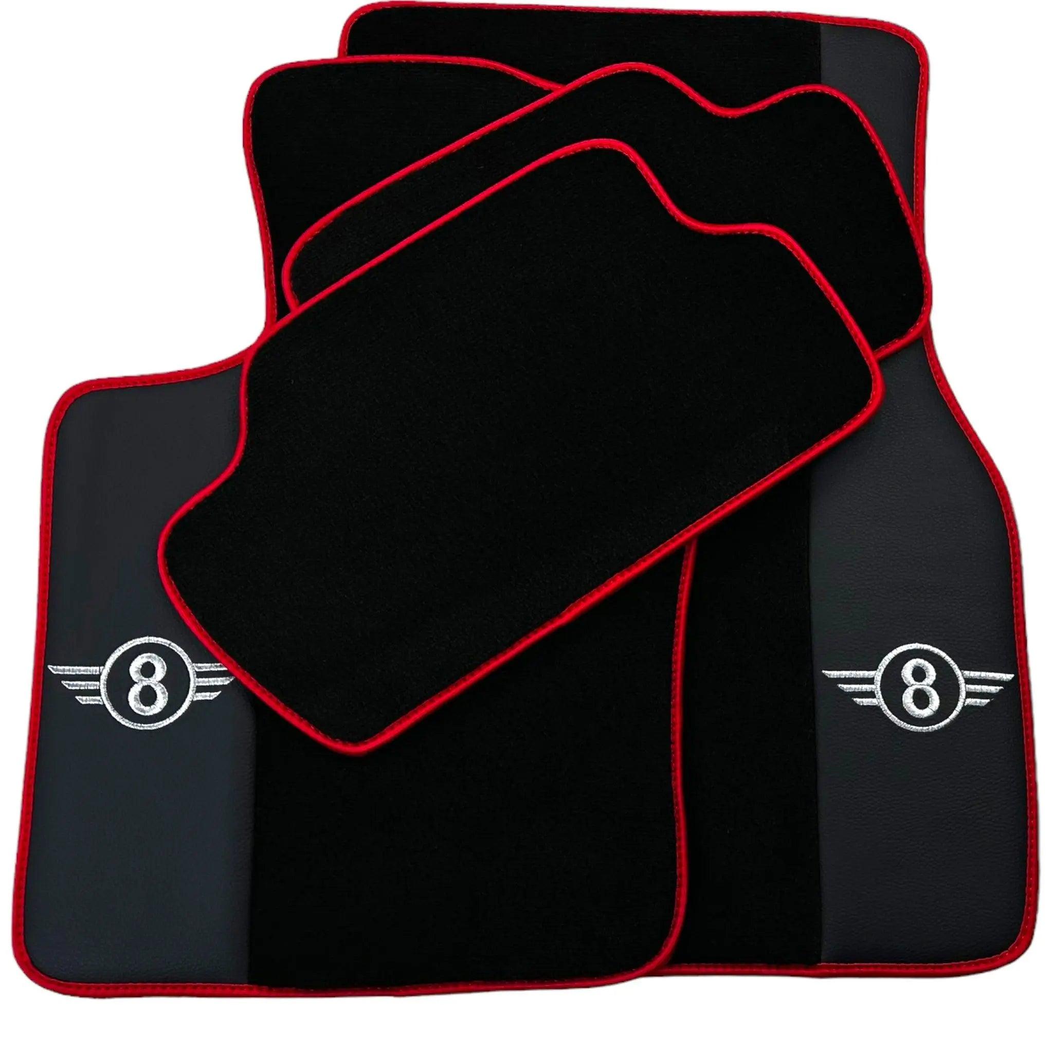 Black Floor Mats for Mini Countryman F60 (2017-2023) With Leather | Red Trim - AutoWin