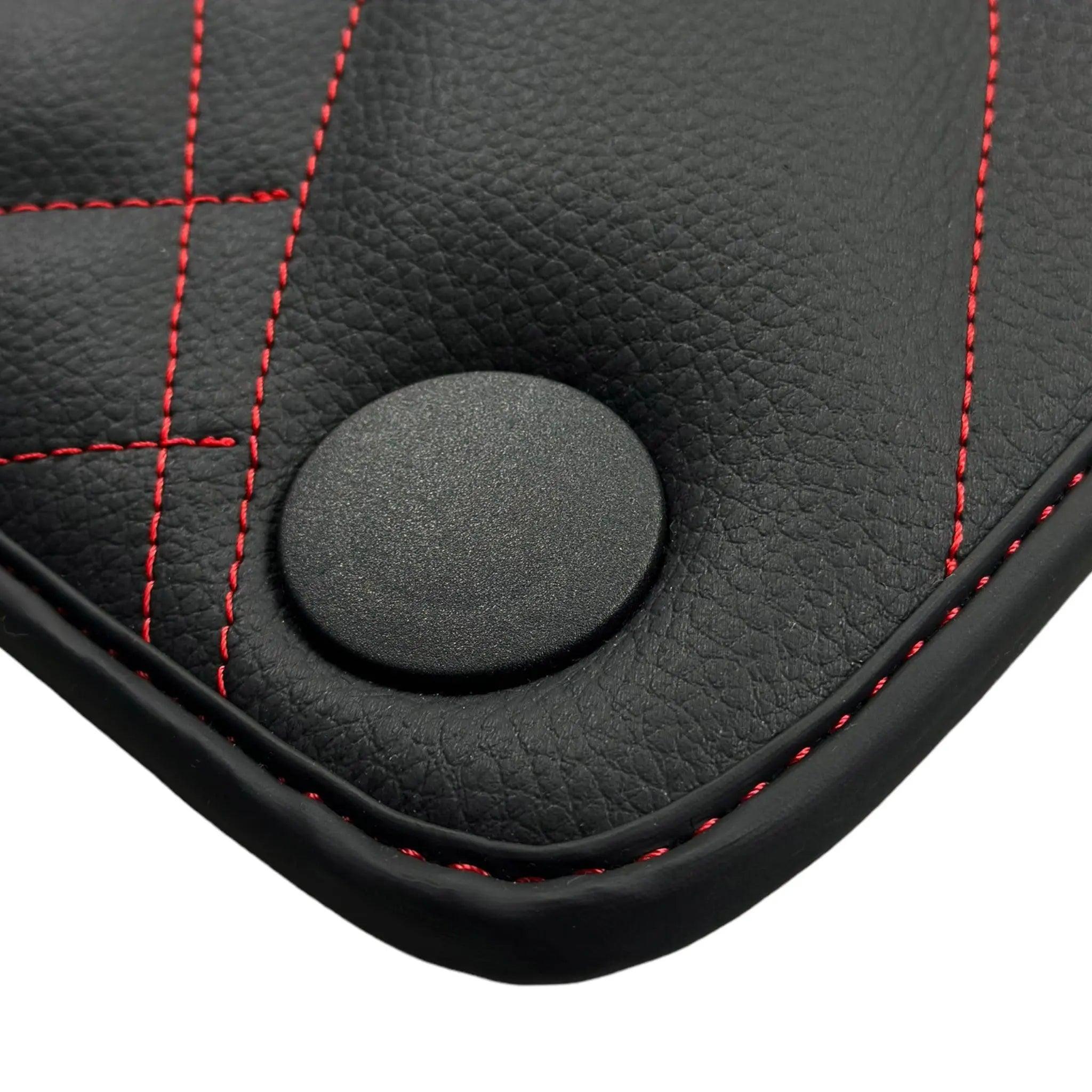 Black Leather Floor Mats For Mercedes Benz C-Class A205 Convertible Facelift (2018-2023) | ER56 Design - AutoWin