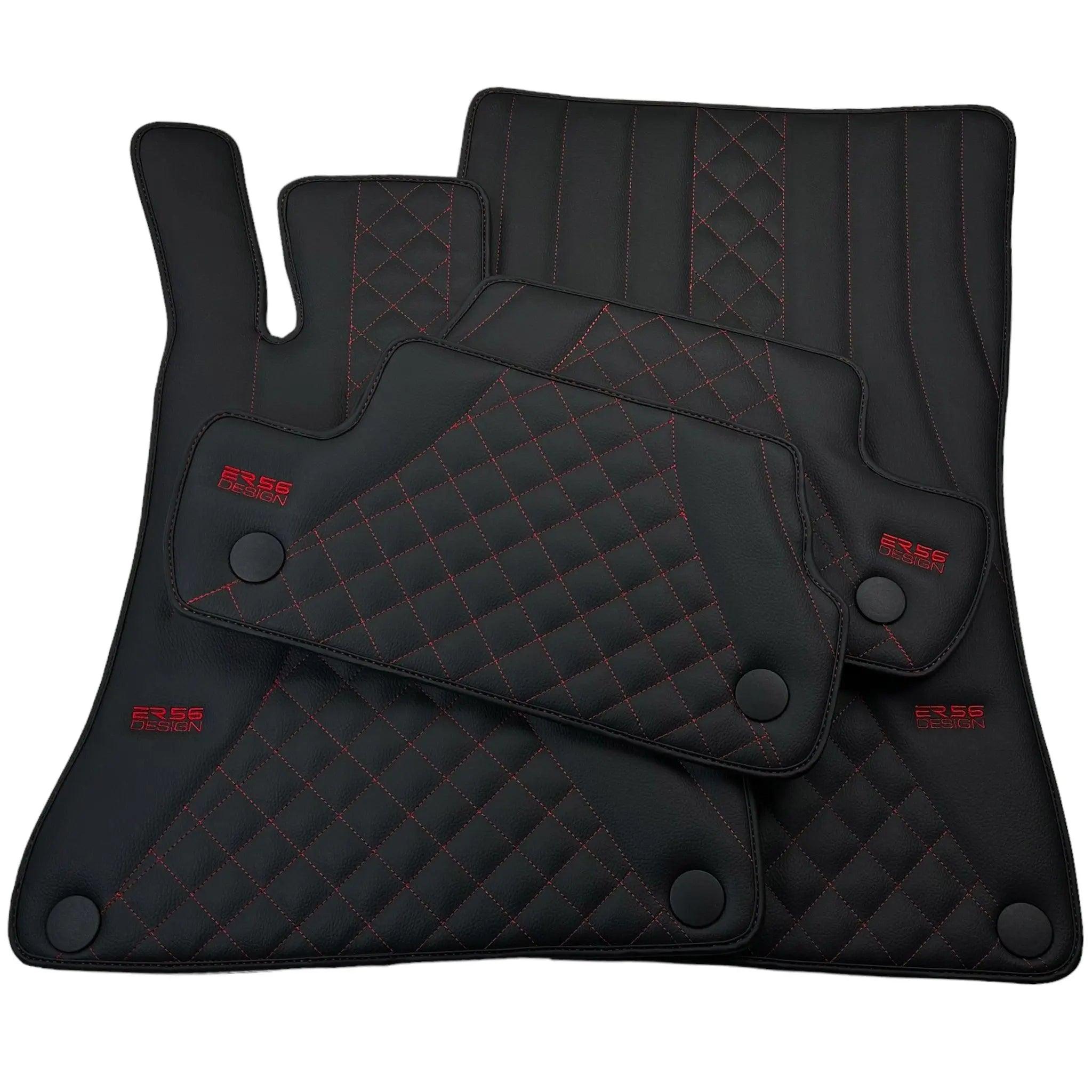 Black Leather Floor Mats For Mercedes Benz C-Class CL203 Coupe (2000-2008) | ER56 Design - AutoWin