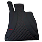 Black Leather Floor Mats For Mercedes Benz C-Class S202 Estate (1996-2000) | ER56 Design - AutoWin