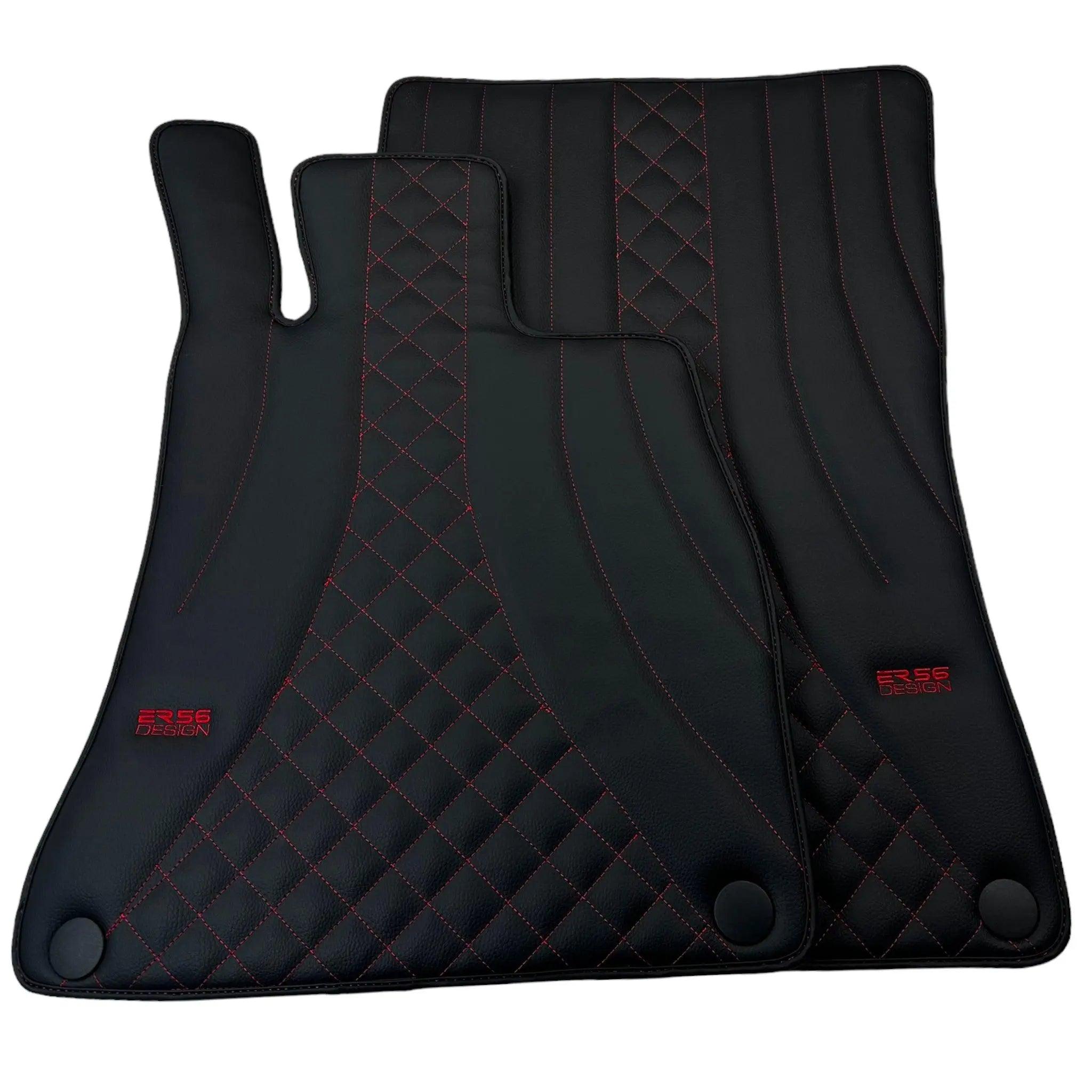 Black Leather Floor Mats For Mercedes Benz C-Class W203 Sedan (2000-2007) | ER56 Design - AutoWin