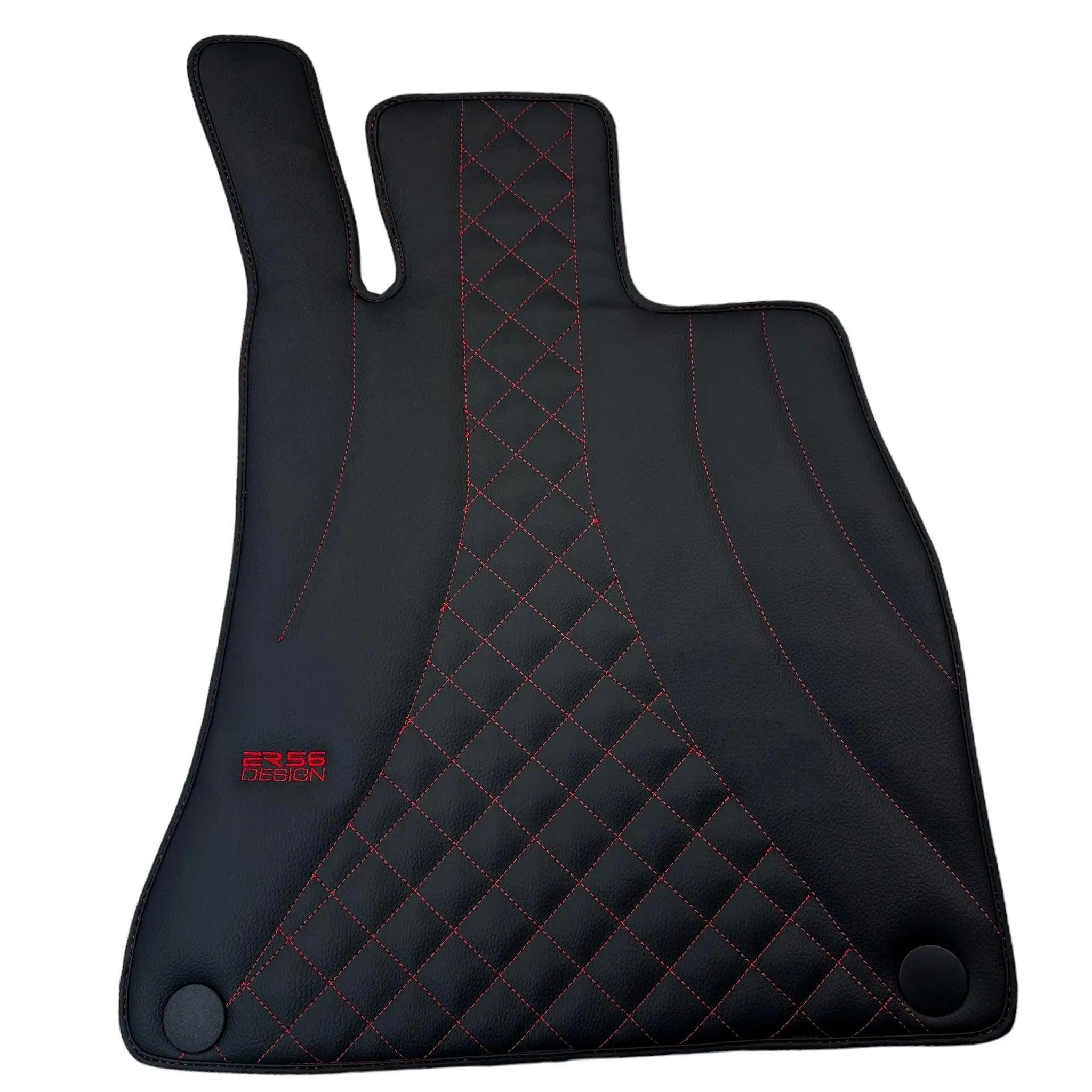 Black Leather Floor Mats For Mercedes Benz GLC-Class X253 SUV (2019-2023) | ER56 Design - AutoWin