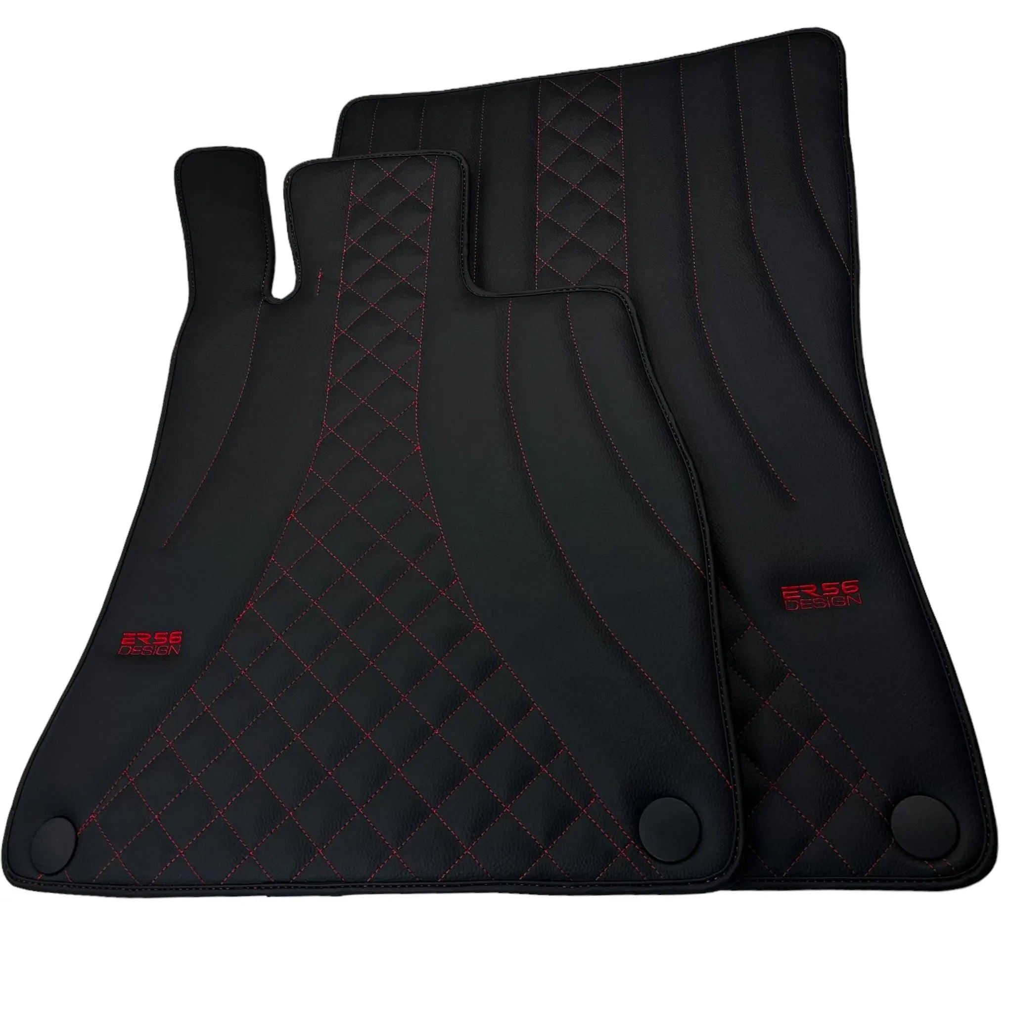 Black Leather Floor Mats For Mercedes Benz S-Class W140 (1991-1998) | ER56 Design - AutoWin