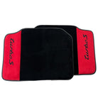 Black Floor Mats for Porsche 986 Boxster (1996-2004) with Red Alcantara Leather - AutoWin