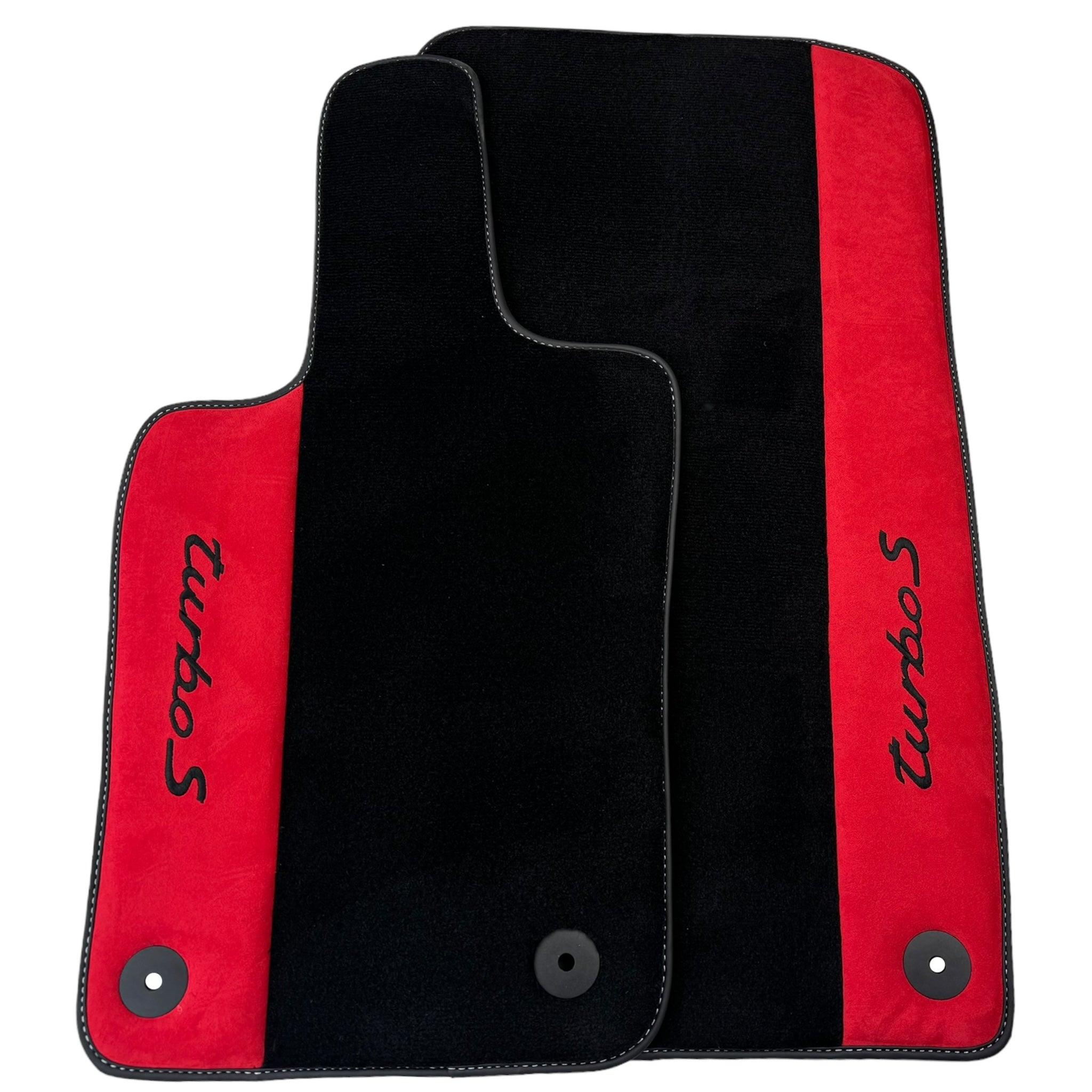 Black Floor Mats for Porsche 986 Boxster (1996-2004) with Red Alcantara Leather - AutoWin