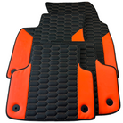 Customizable Black Floor Mats for Lamborghini Urus with Orange Leather - AutoWin