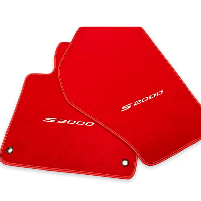 Floor Mats For Honda S2000 1999–2004 Red Tailored With White S2000 Logo - AutoWin