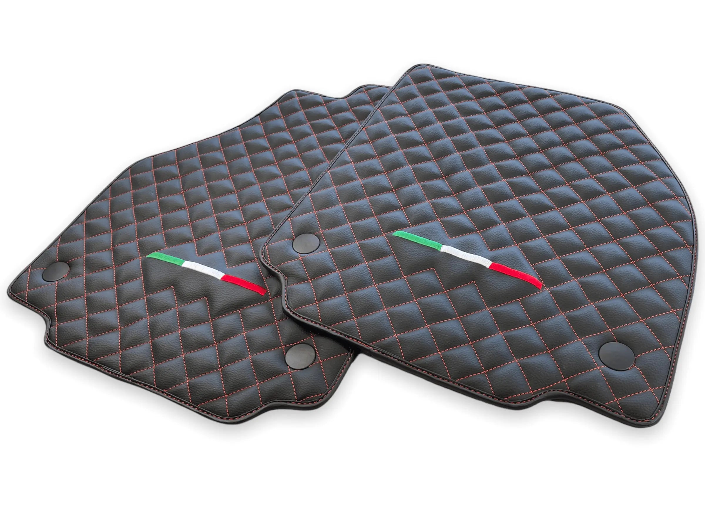 Leather Floor Mats For Ferrari 458 Spider 2012-2015 Black - AutoWin