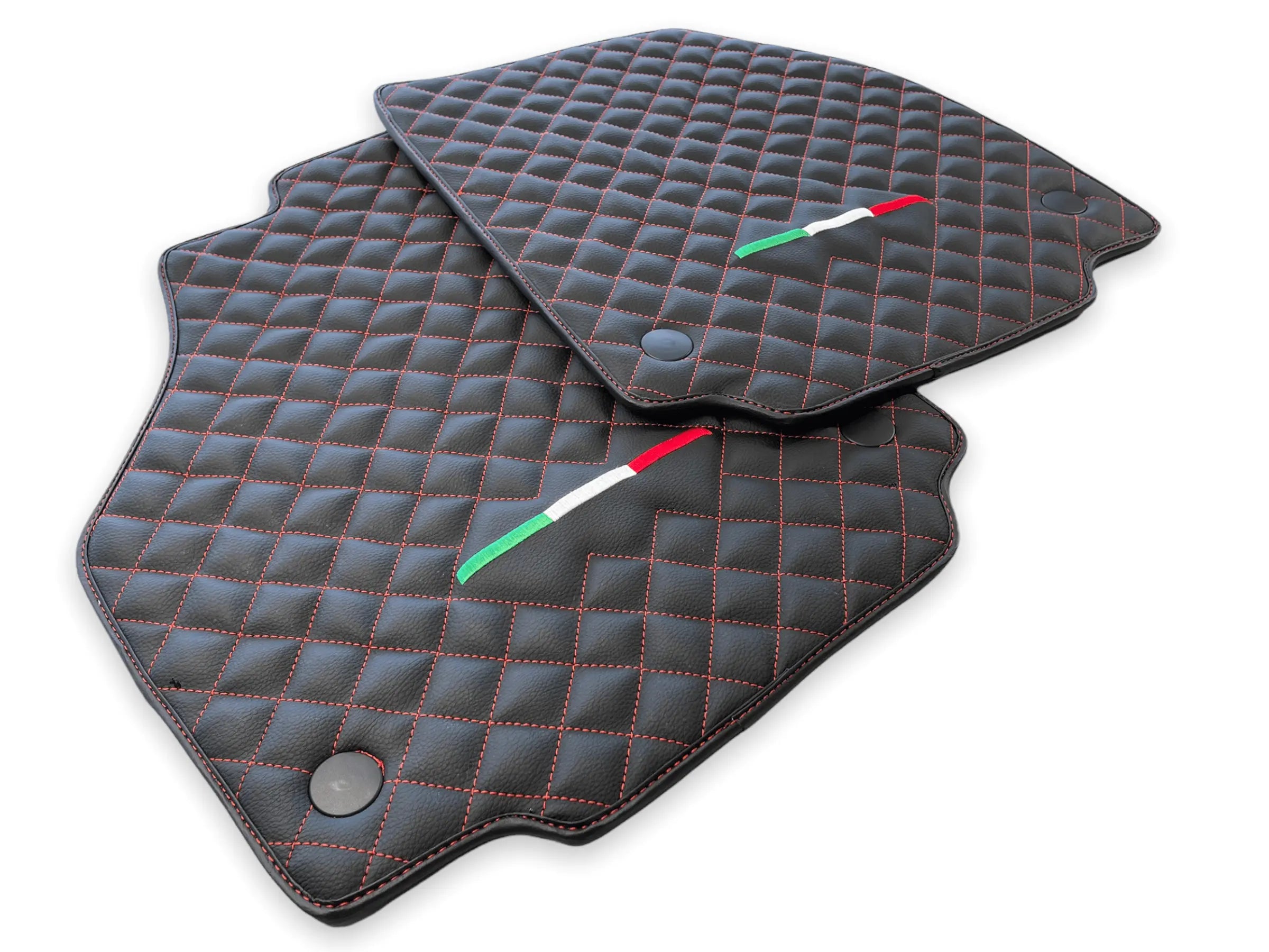 Leather Floor Mats For Ferrari 488 GTB 2015-2022 AutoWin Brand Italian Edition - AutoWin