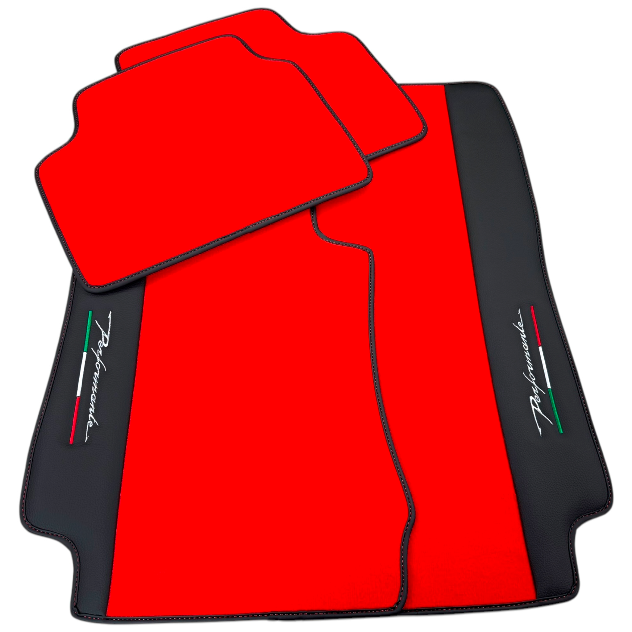 Red Floor Mats for Alfa Romeo Giulia Performante (1962-1978) with Leather