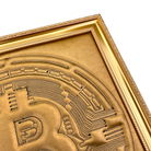 Gold Leather Bitcoin Inspired Wall Art: Embroidered Black Stitch Luxury Decor - AutoWin