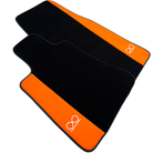 Black Floor Mats for Rolls Royce Black Badge Ghost Series II (2021-2024) with Orange Alcantara