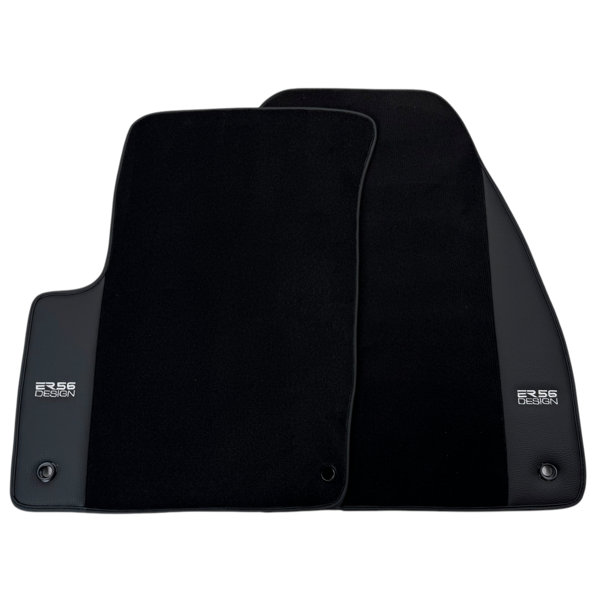 ER56 Design Black Floor Mats for Jeep Renegade (2014-2018) Distance Fixing Points Co-Driver 18 cm with Leather