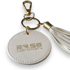 White Leather Car Keychain ER56 Design - AutoWin