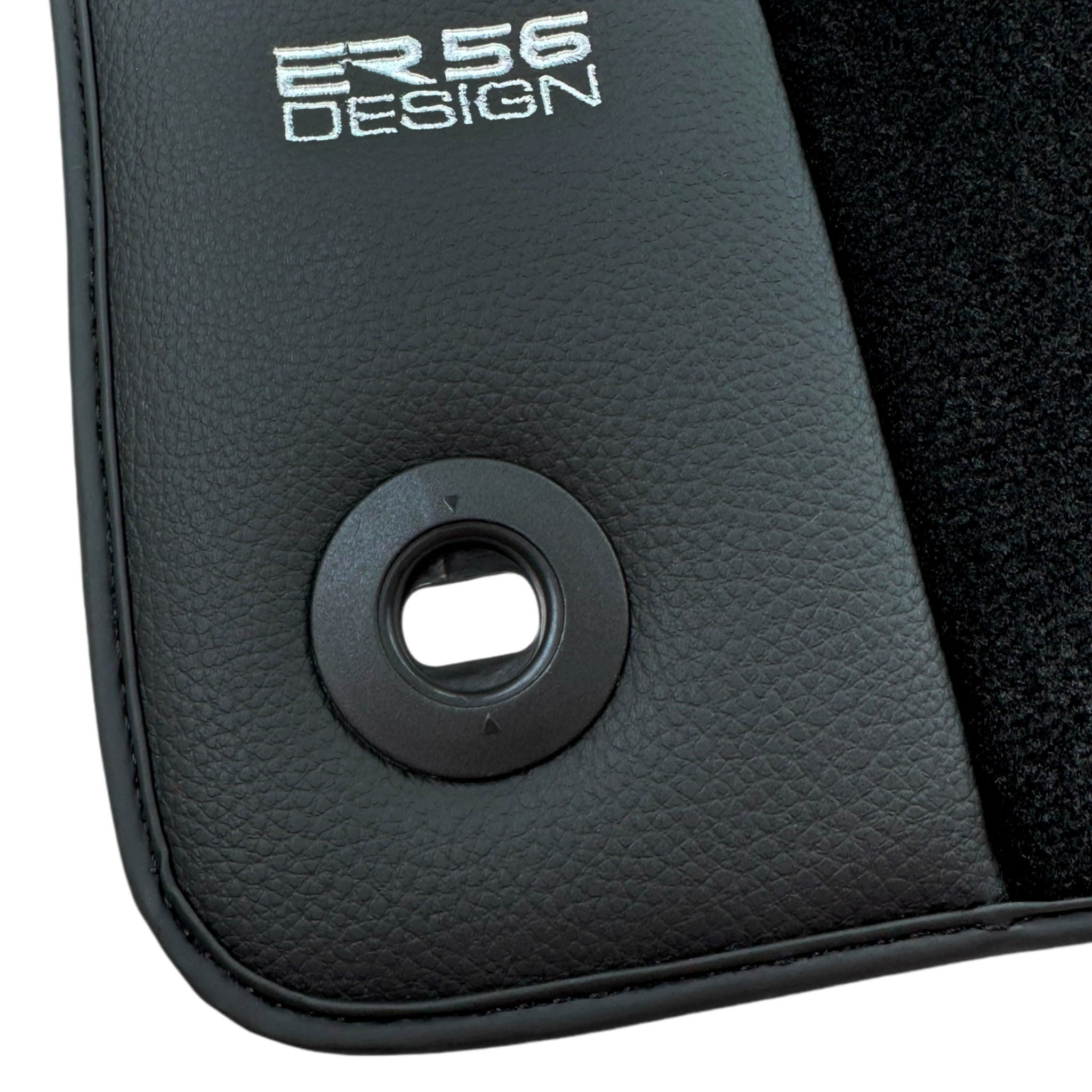 Black Floor Mats for Jaguar XF (2021-2024) Sportbrake with Leather Borders by ER56 Design - AutoWin