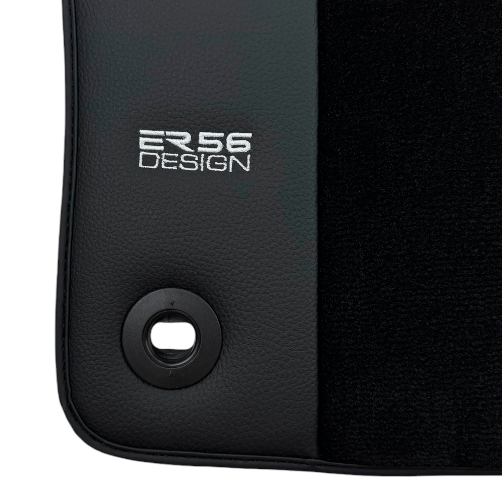 Black Floor Mats for Jaguar XF (2021-2024) Sportbrake with Leather Borders by ER56 Design - AutoWin