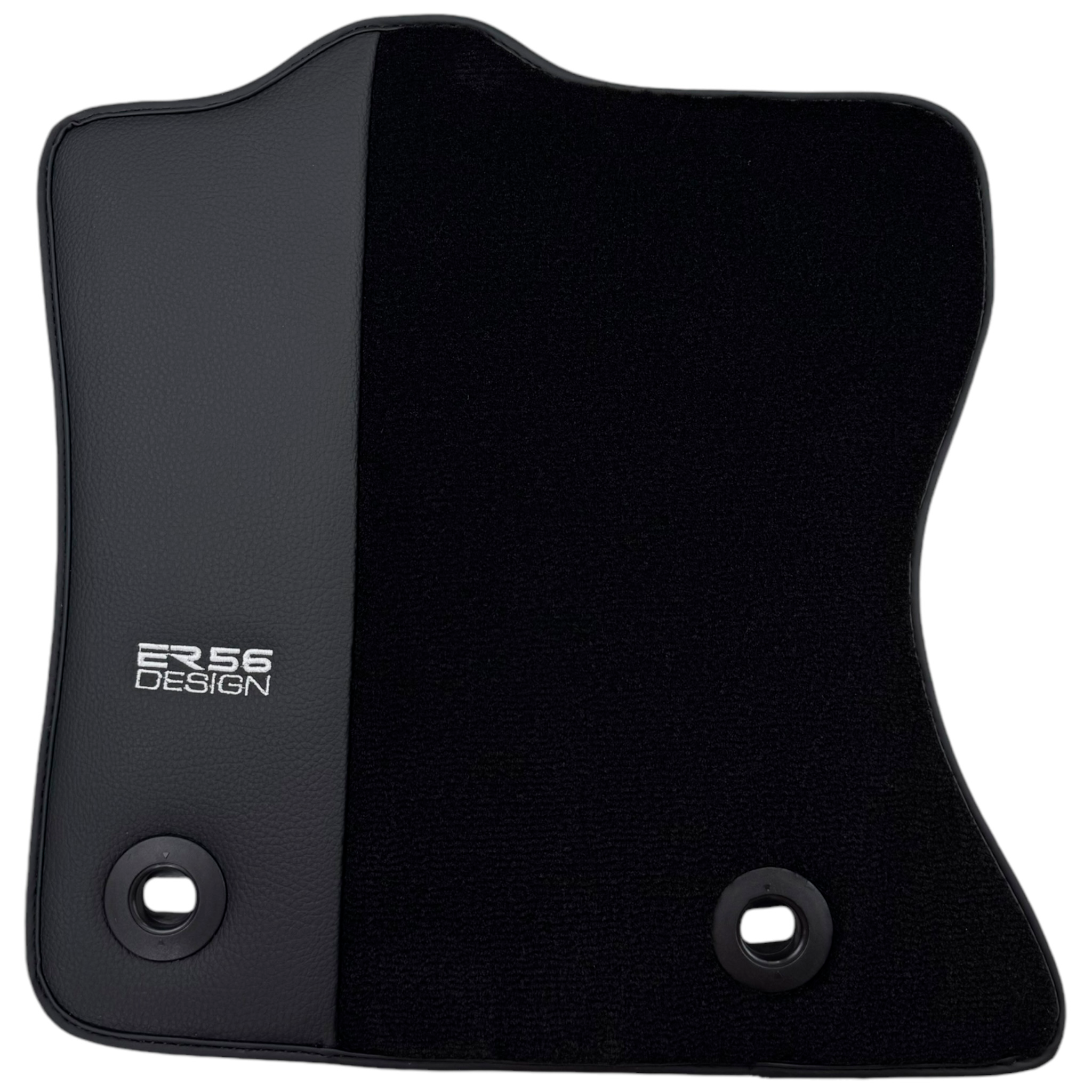 Black Floor Mats for Jaguar X-Type (2001-2009) with Leather Borders by ER56 Design - AutoWin