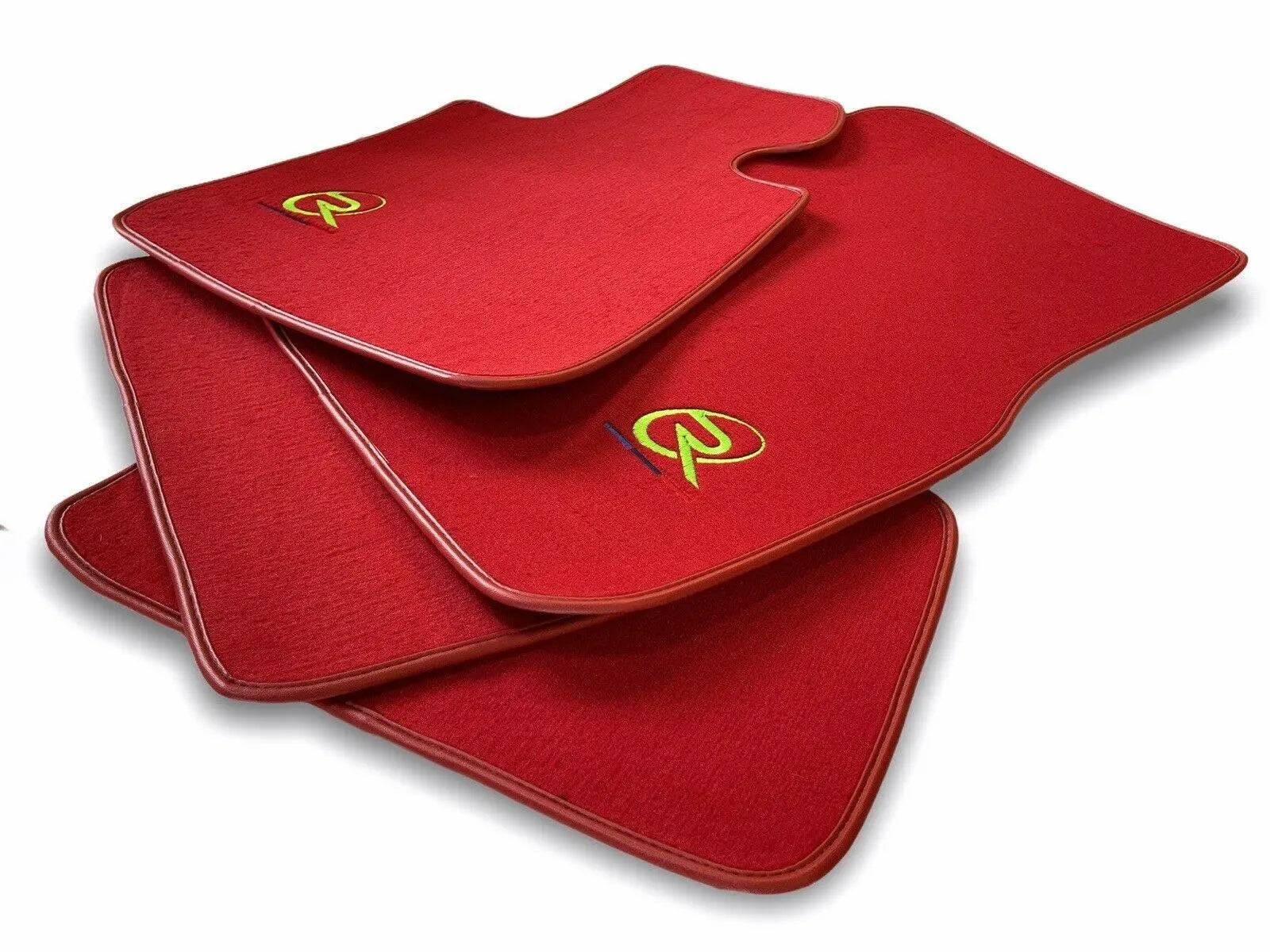 Red Floor Mats For BMW M8 Series Gran Coupe F93 ROVBUT Brand Tailored Set Perfect Fit Green SNIP Collection - AutoWin