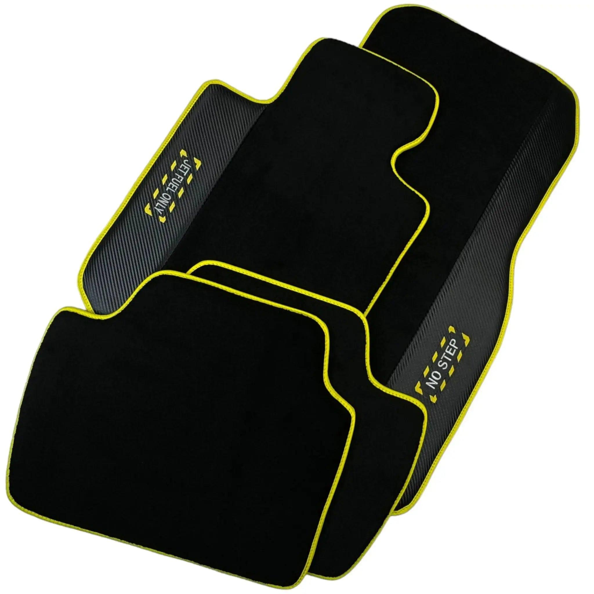 Black Floor Mats For BMW X4M Series F98 | Fighter Jet Edition | Yellow Trim - AutoWin