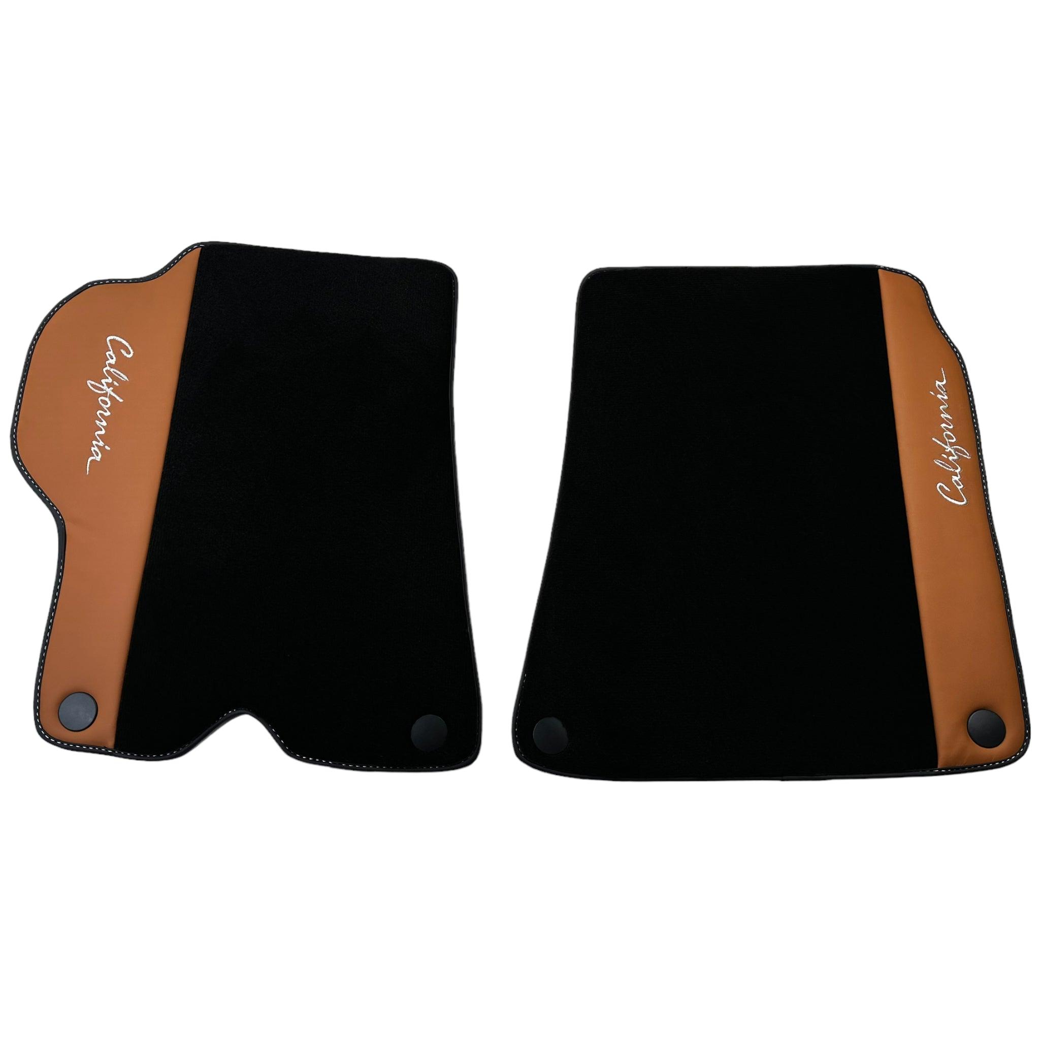 Black Floor Mats for Ferrari California (2008-2014) with Cuoio Nappa Leather