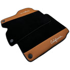 Black Floor Mats for Ferrari California (2008-2014) with Cuoio Nappa Leather