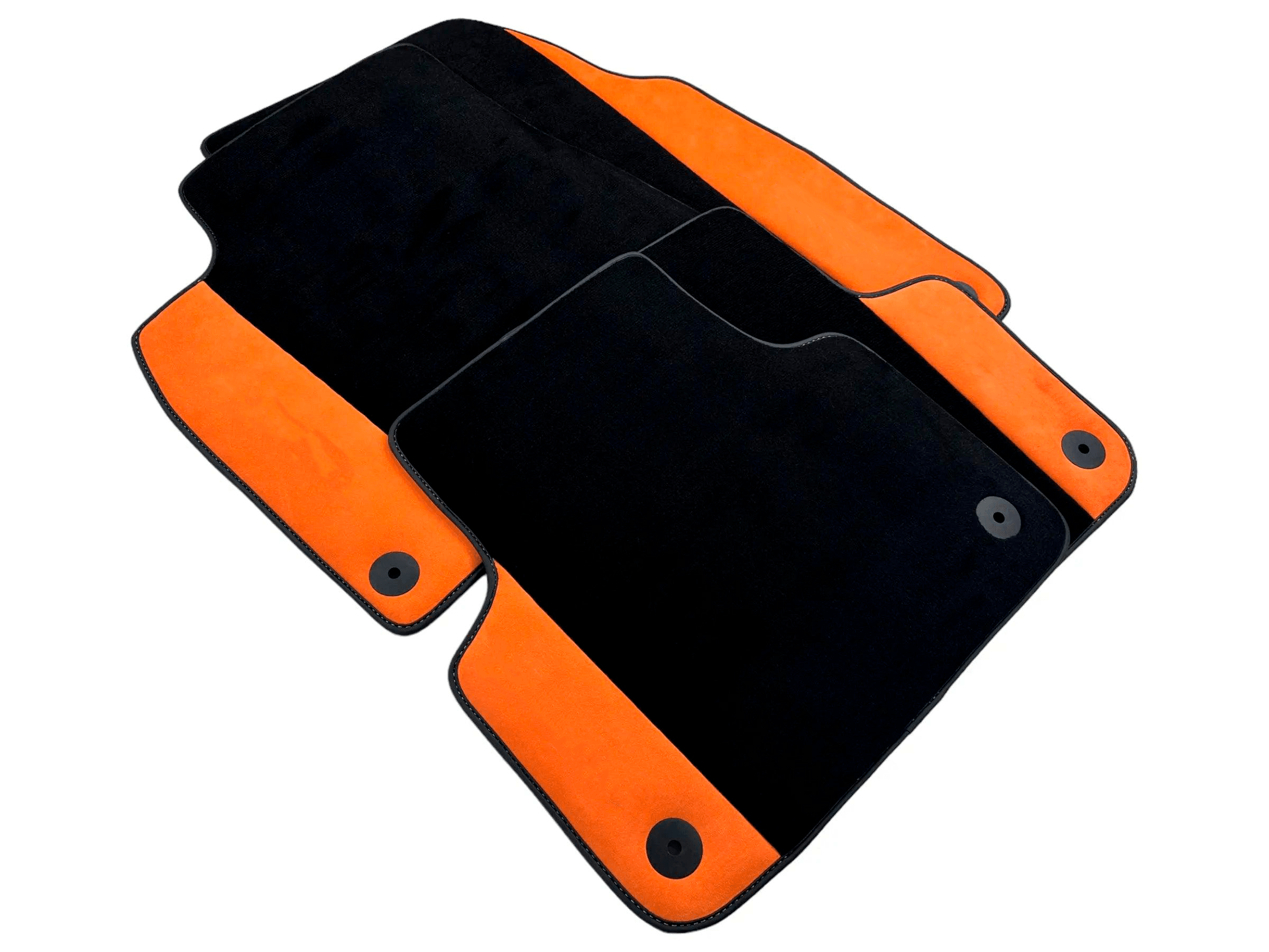 Customizable Black Floor Mats For Lamborghini Urus S With Orange Alcantara Leather - AutoWin