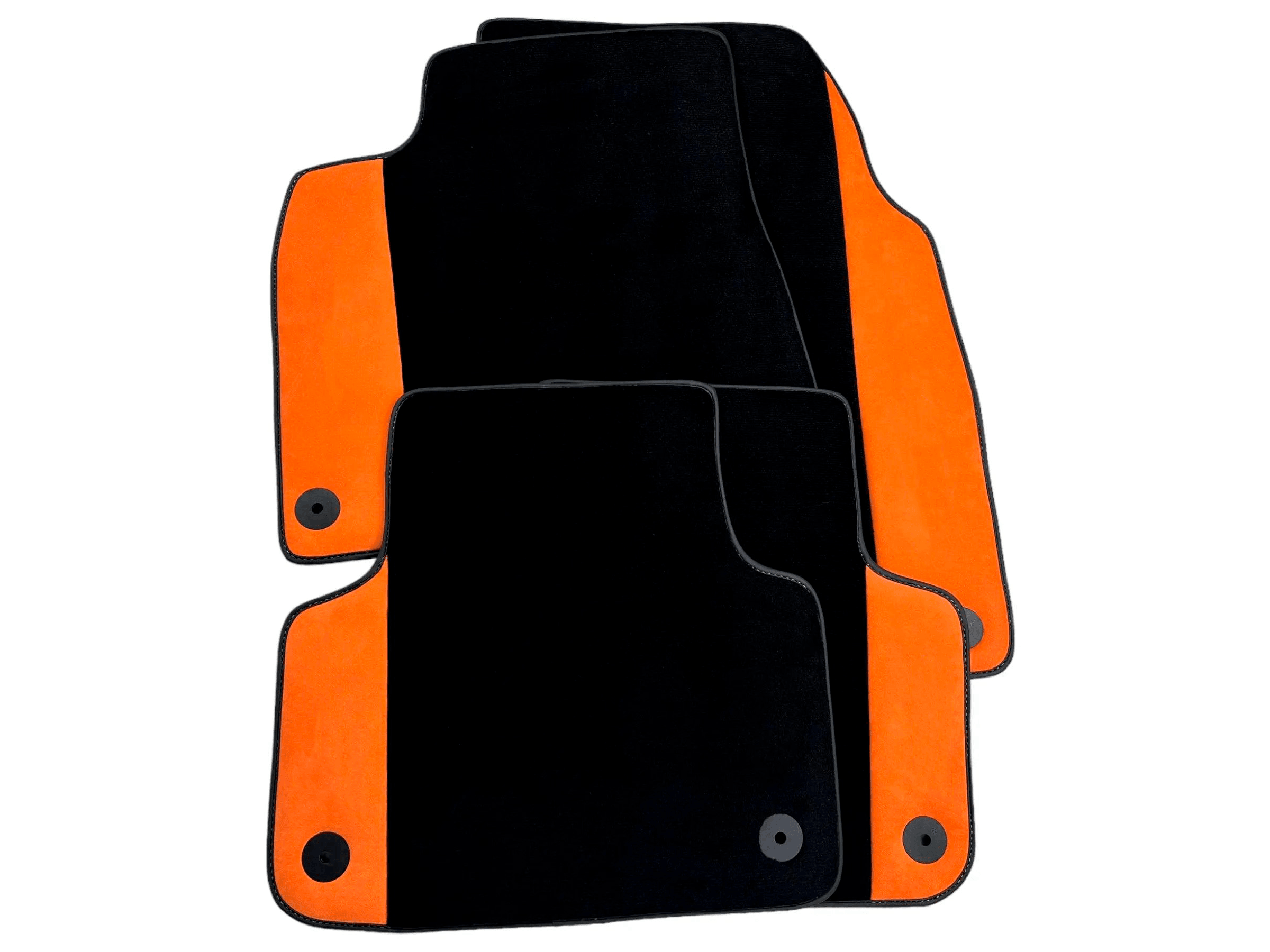 Customizable Black Floor Mats For Lamborghini Urus S With Orange Alcantara Leather - AutoWin