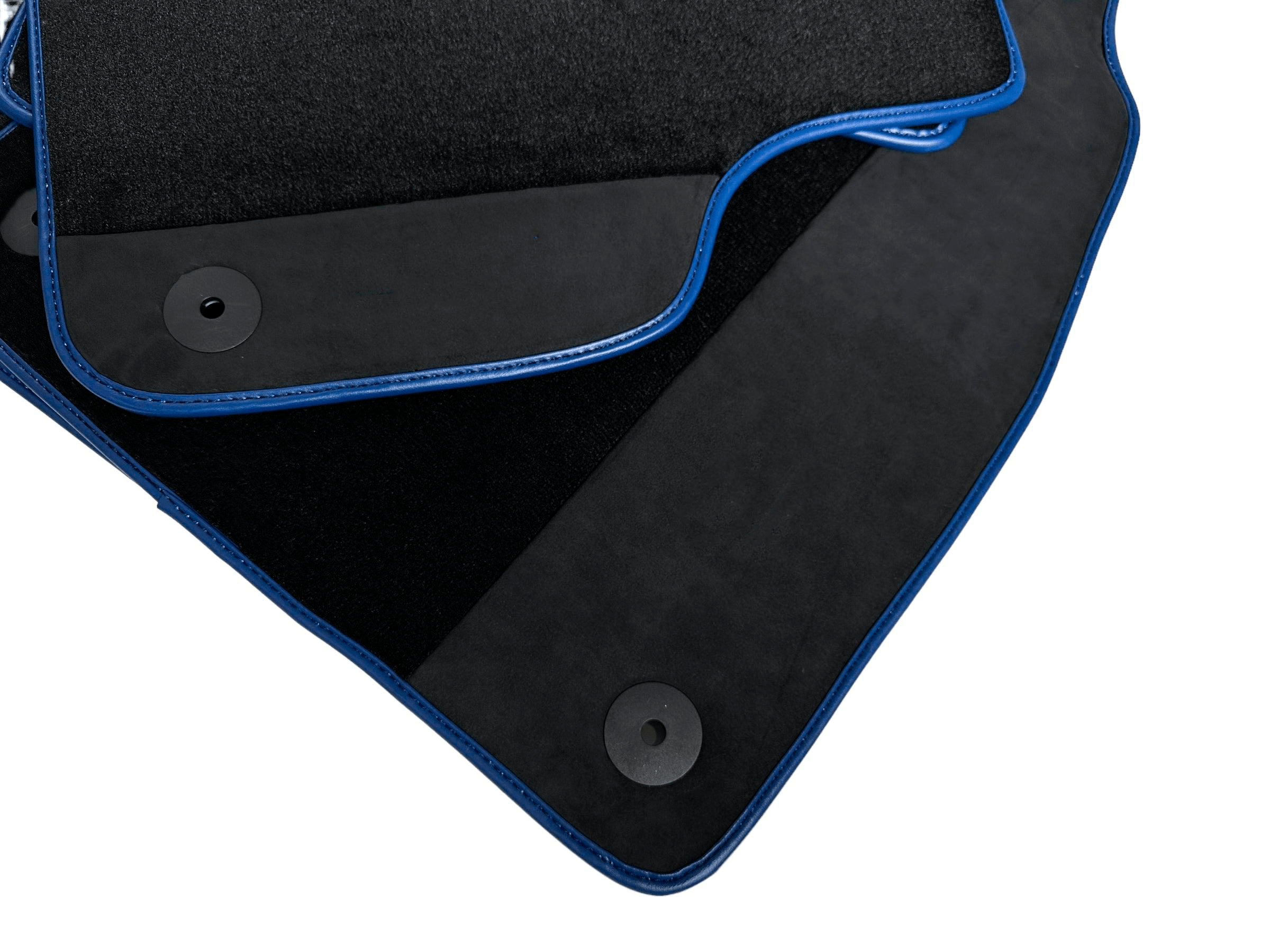 Customizable Black Floor Mats For Lamborghini Urus With Alcantara Leather Dark Blue Trim - AutoWin