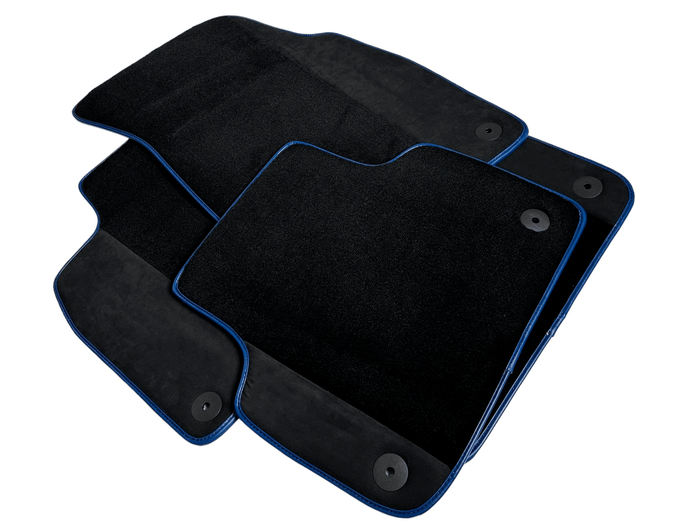 Customizable Black Floor Mats For Lamborghini Urus With Alcantara Leather Dark Blue Trim - AutoWin