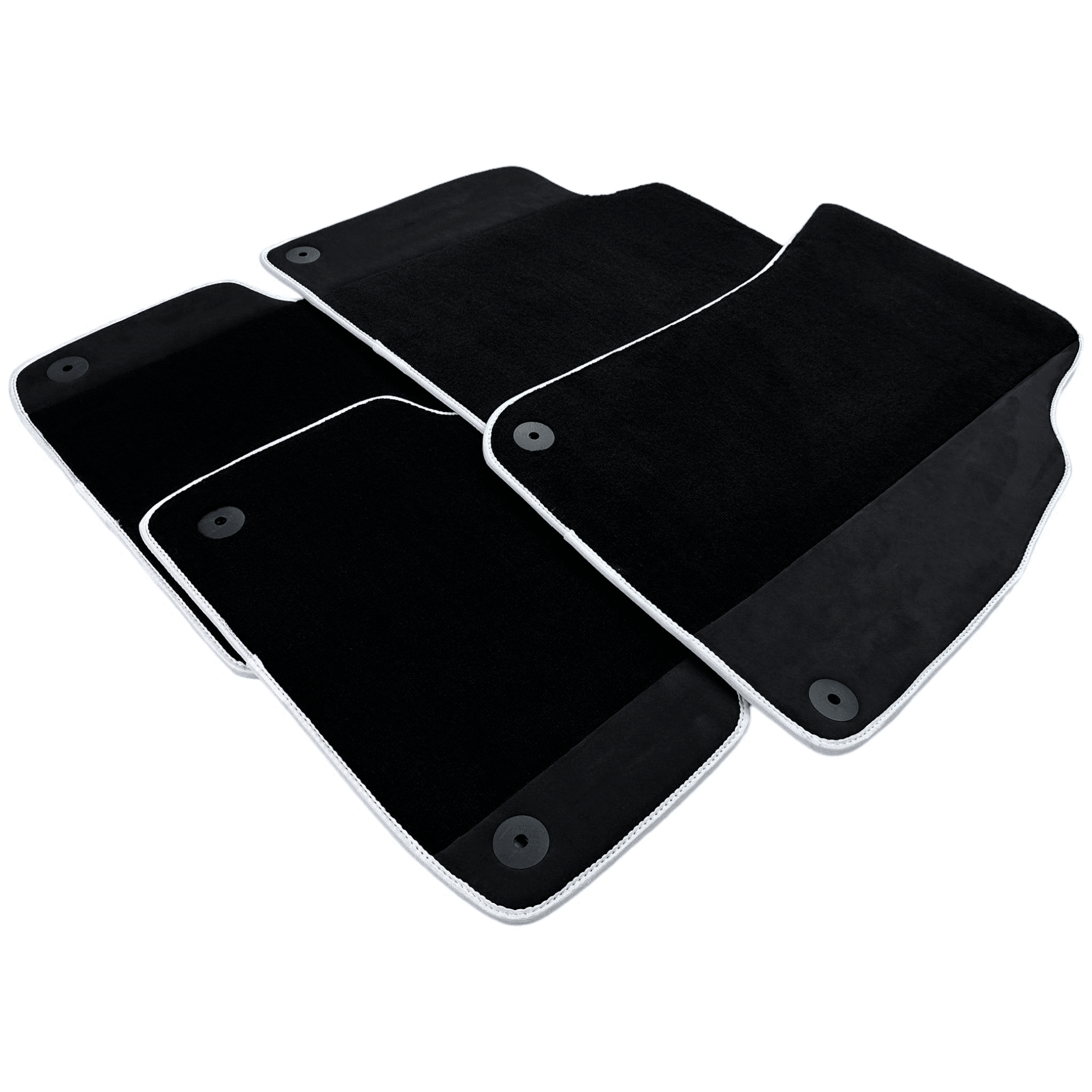 Customizable Black Floor Mats For Lamborghini Urus With Alcantara Leather White Trim - AutoWin