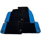 Customizable Black Floor Mats For Lamborghini Urus With Blue Alcantara Leather - AutoWin