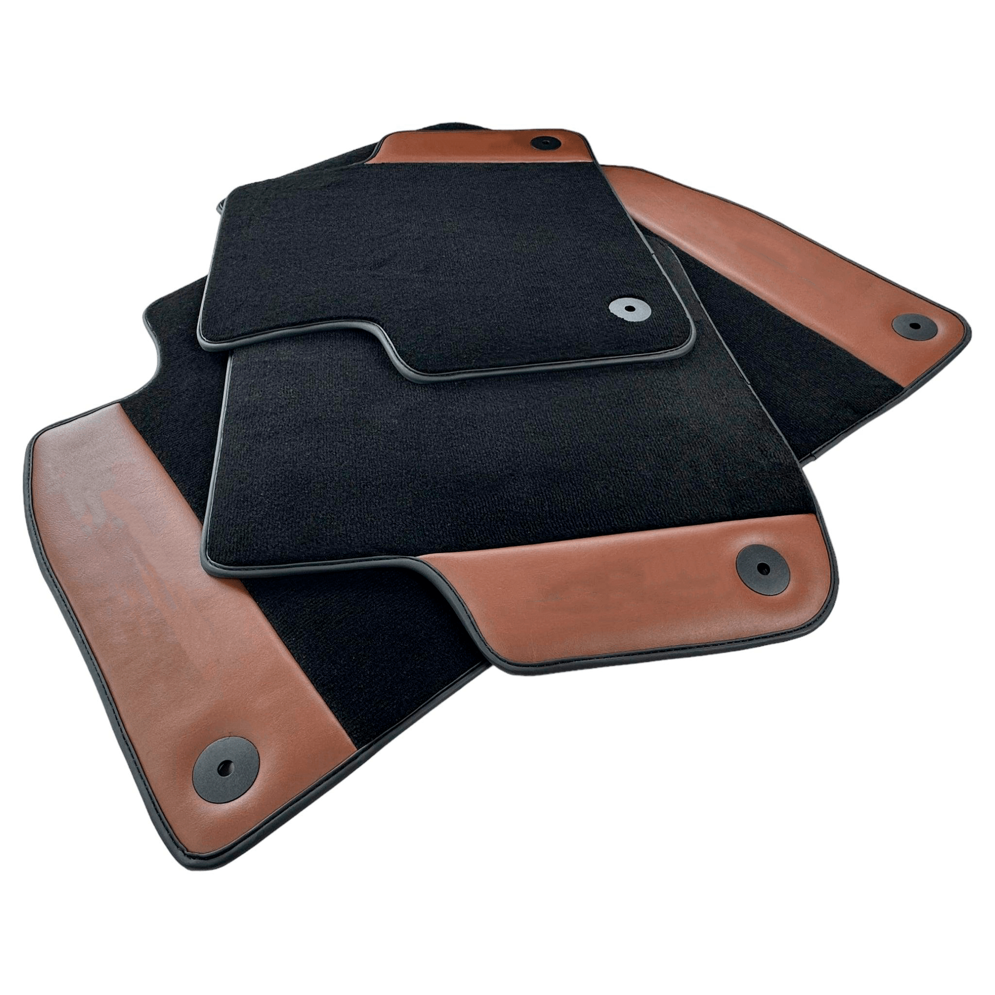 Customizable Black Floor Mats for Lamborghini Urus With Brown Leather - AutoWin