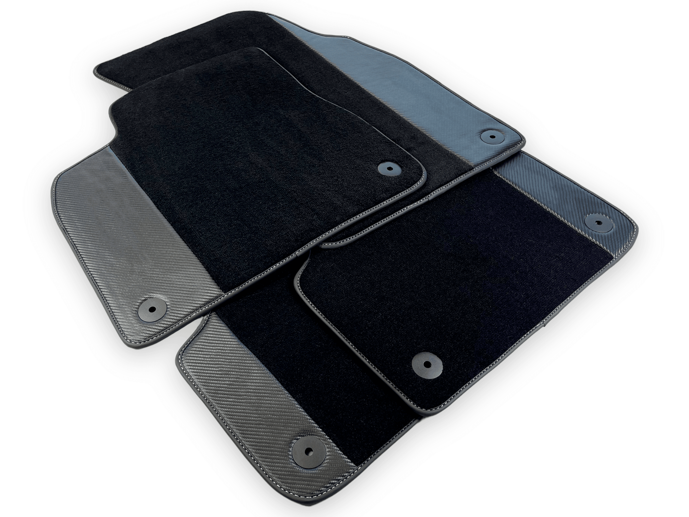 Customizable Black Floor Mats For Lamborghini Urus With Carbon Fiber Leather - AutoWin