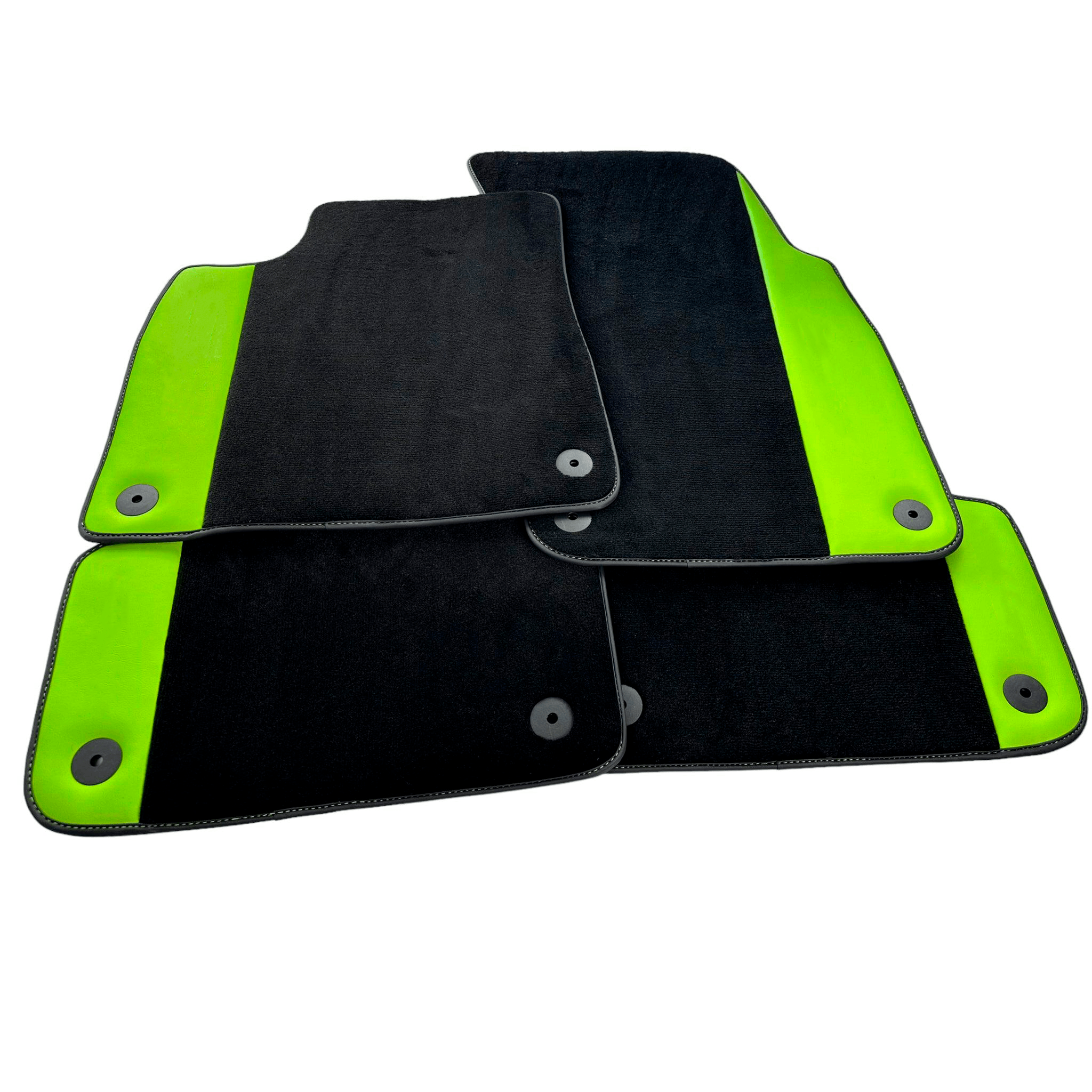 Customizable Black Floor Mats for Lamborghini Urus With Green Leather - AutoWin