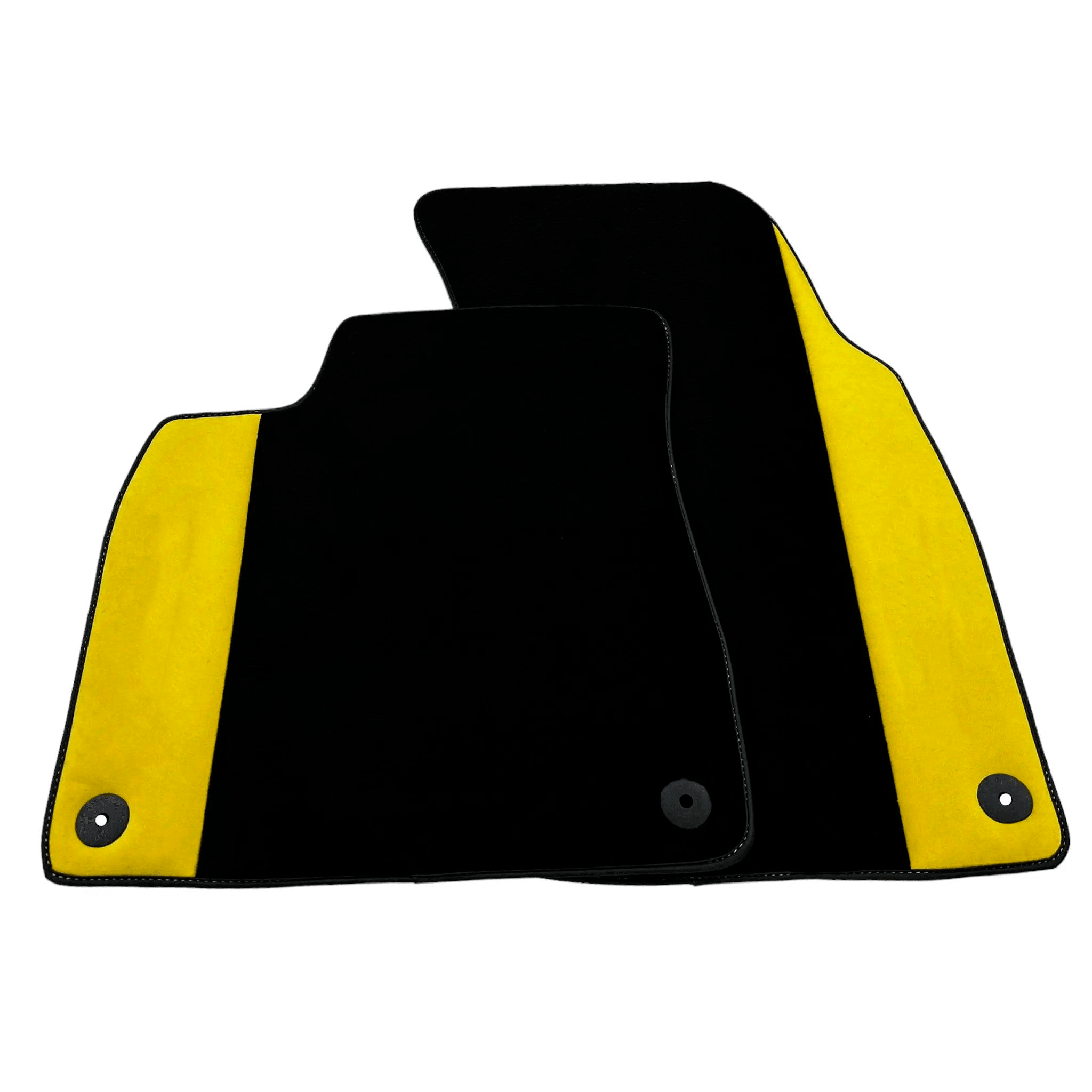 Customizable Black Floor Mats For Lamborghini Urus With Yellow Alcantara Leather - AutoWin