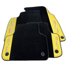 Black Floor Mats for Lamborghini Urus With Yellow Leather - AutoWin