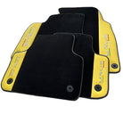 Black Floor Mats for Lamborghini Urus With Yellow Leather - AutoWin