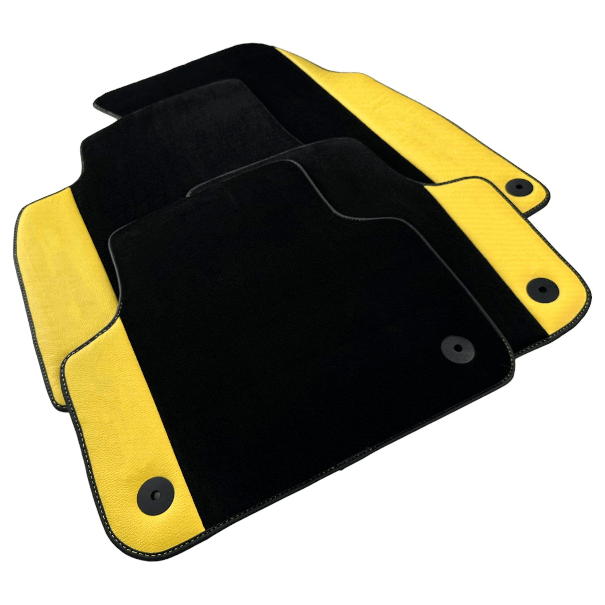 Customizable Black Floor Mats for Lamborghini Urus With Yellow Leather - AutoWin