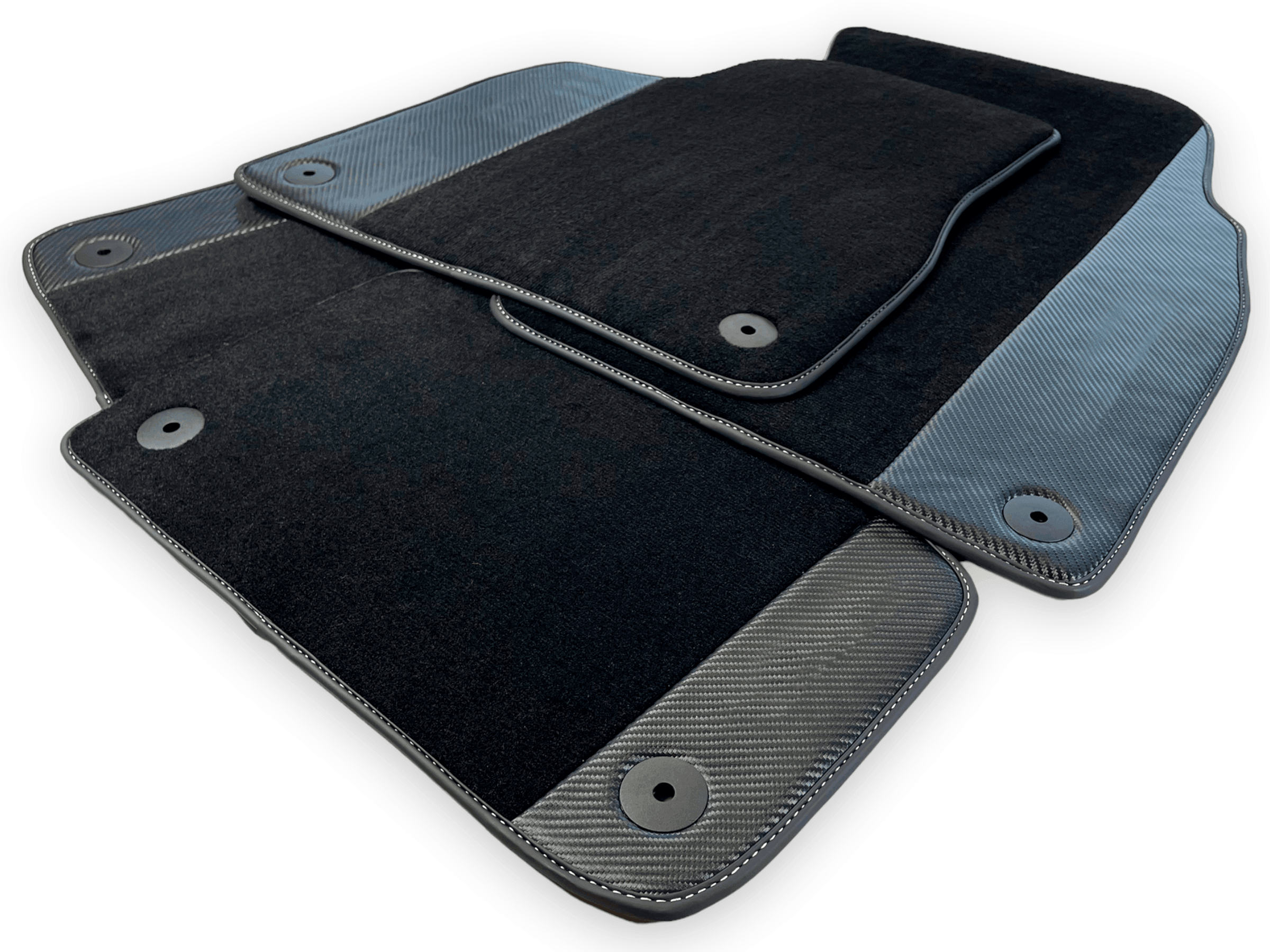 Customizable Black Floor Mats For Lamborghini Urus With Carbon Fiber Leather - AutoWin